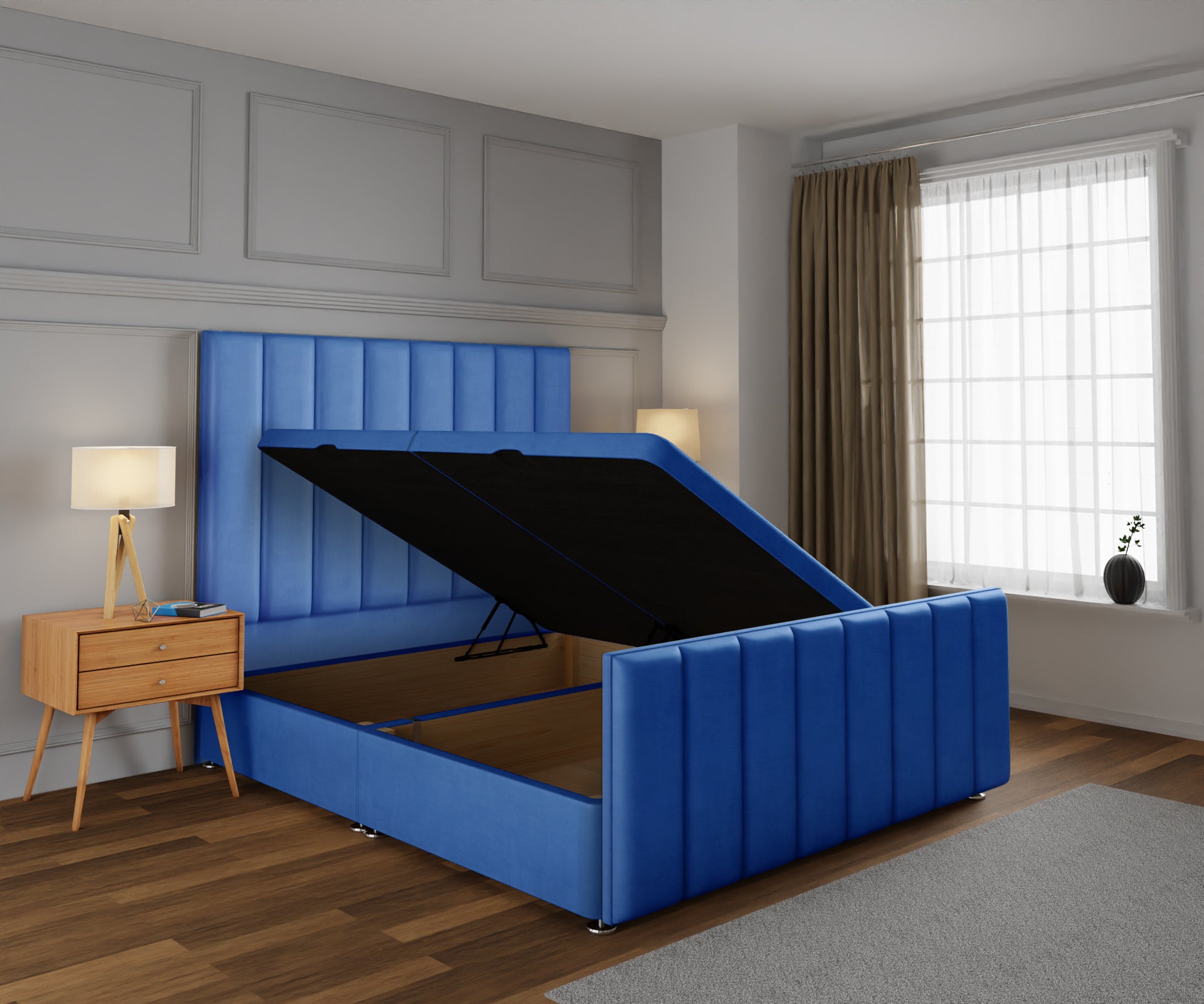 Amelia Petite Line Ottoman Storage Divan Bed Base And Headboard With Footboard