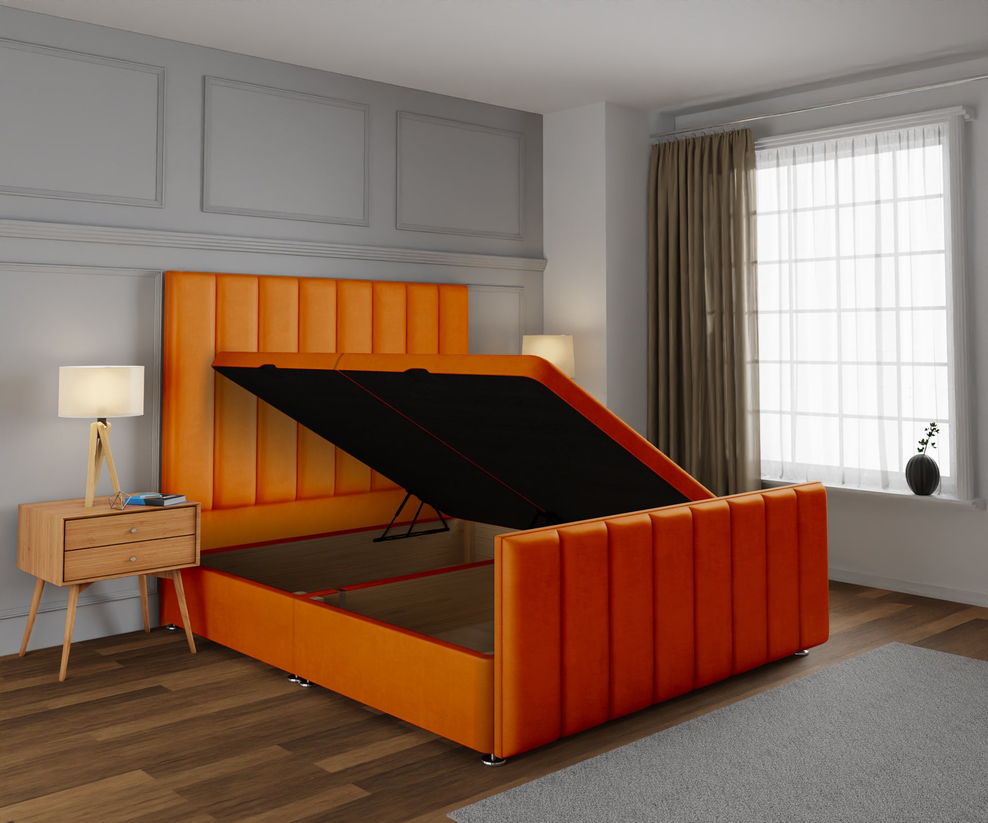 Amelia Petite Line Ottoman Storage Divan Bed Base And Headboard With Footboard