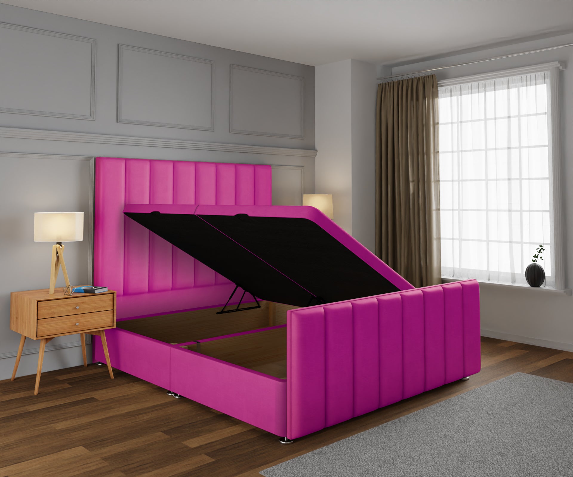 Amelia Petite Line Ottoman Storage Divan Bed Base And Headboard With Footboard
