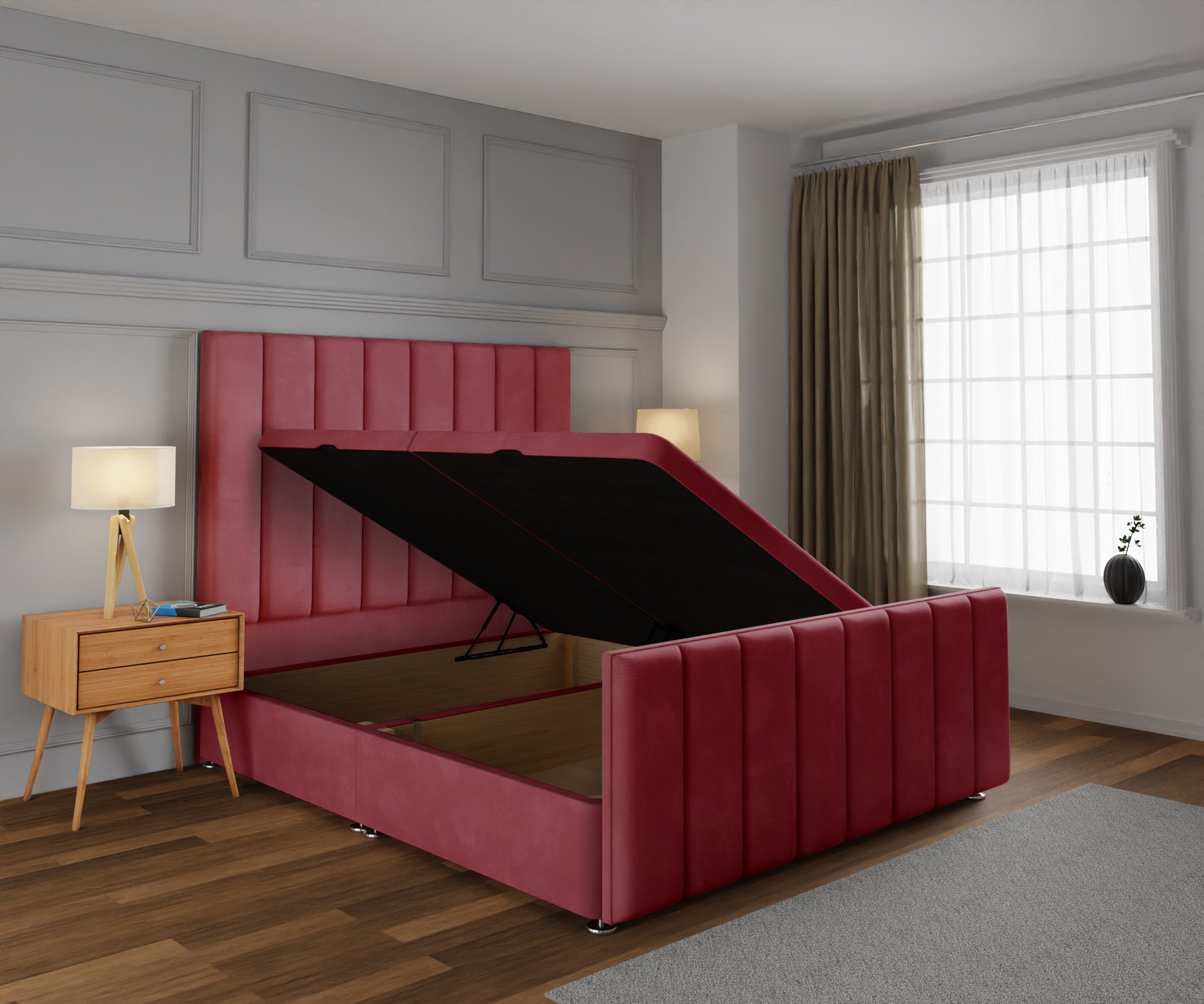 Amelia Petite Line Ottoman Storage Divan Bed Base And Headboard With Footboard