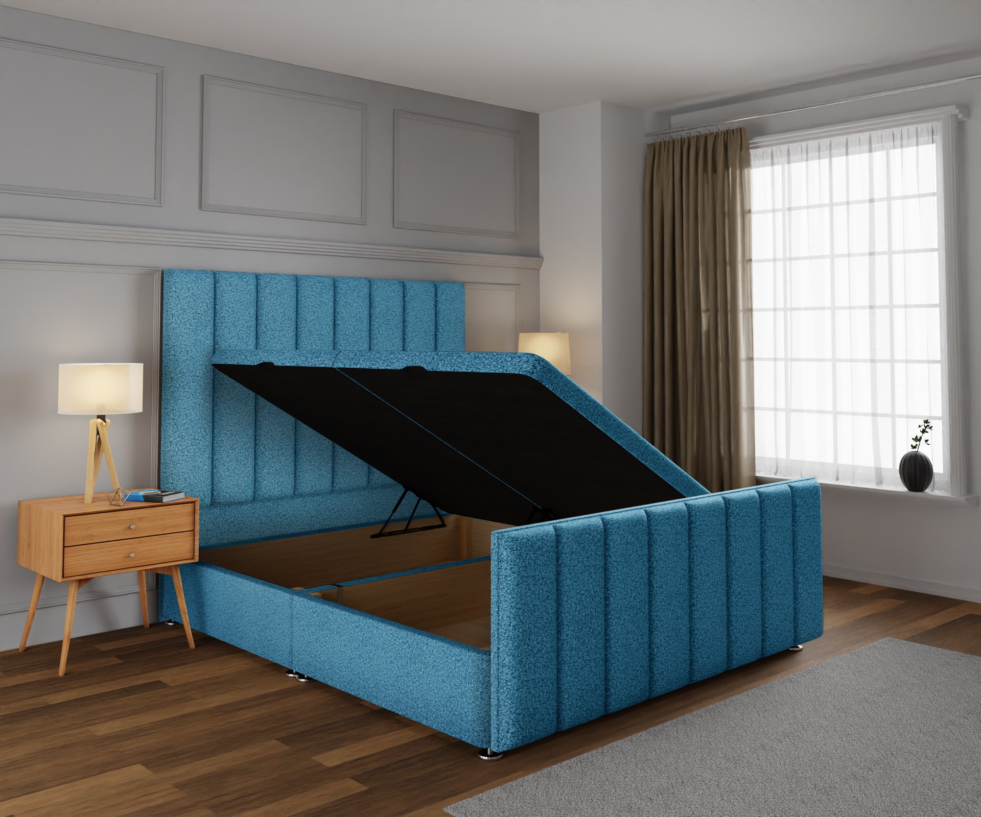 Amelia Petite Line Ottoman Storage Divan Bed Base And Headboard With Footboard