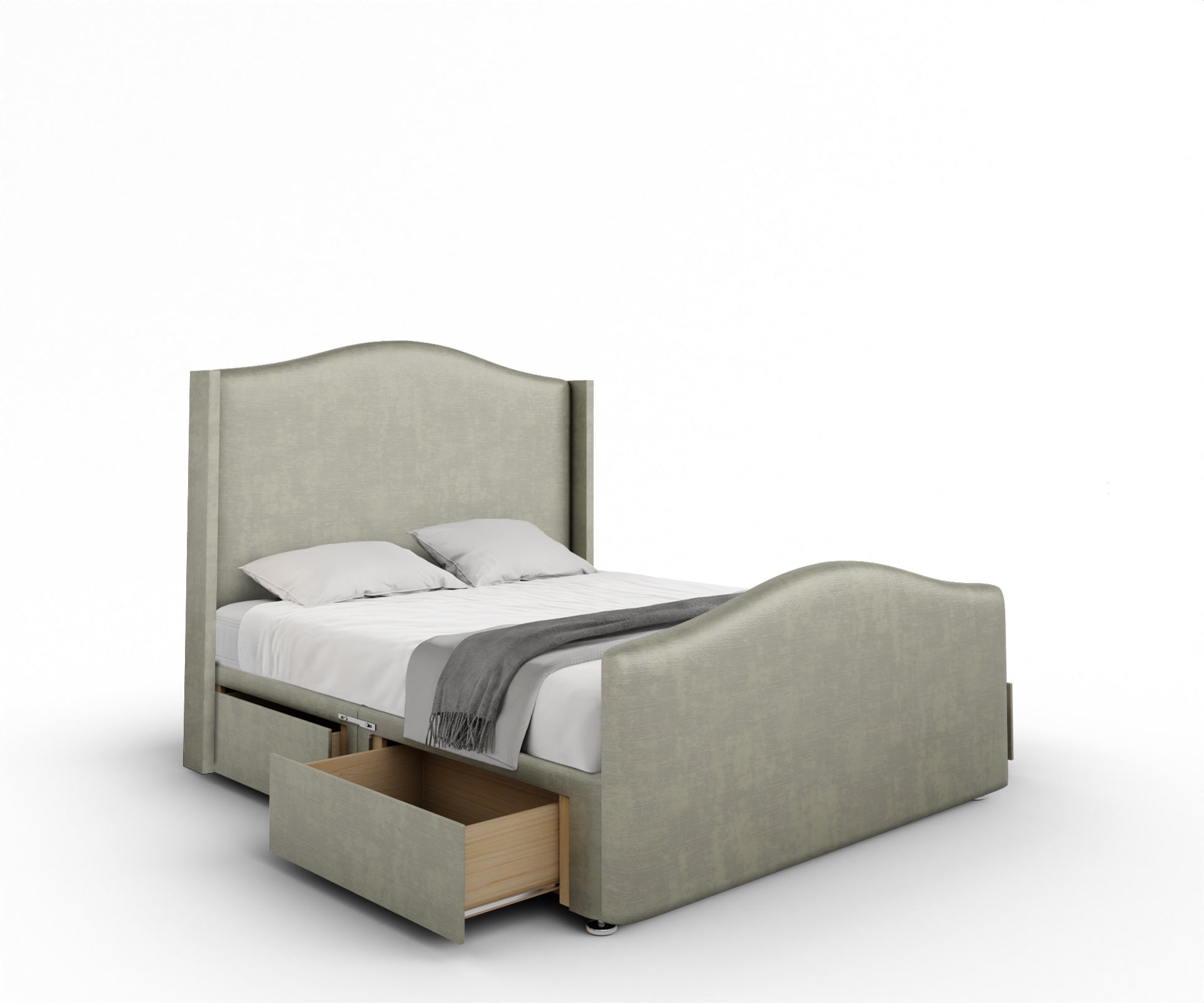 Arabella Winged Divan Bed Set With Footboard