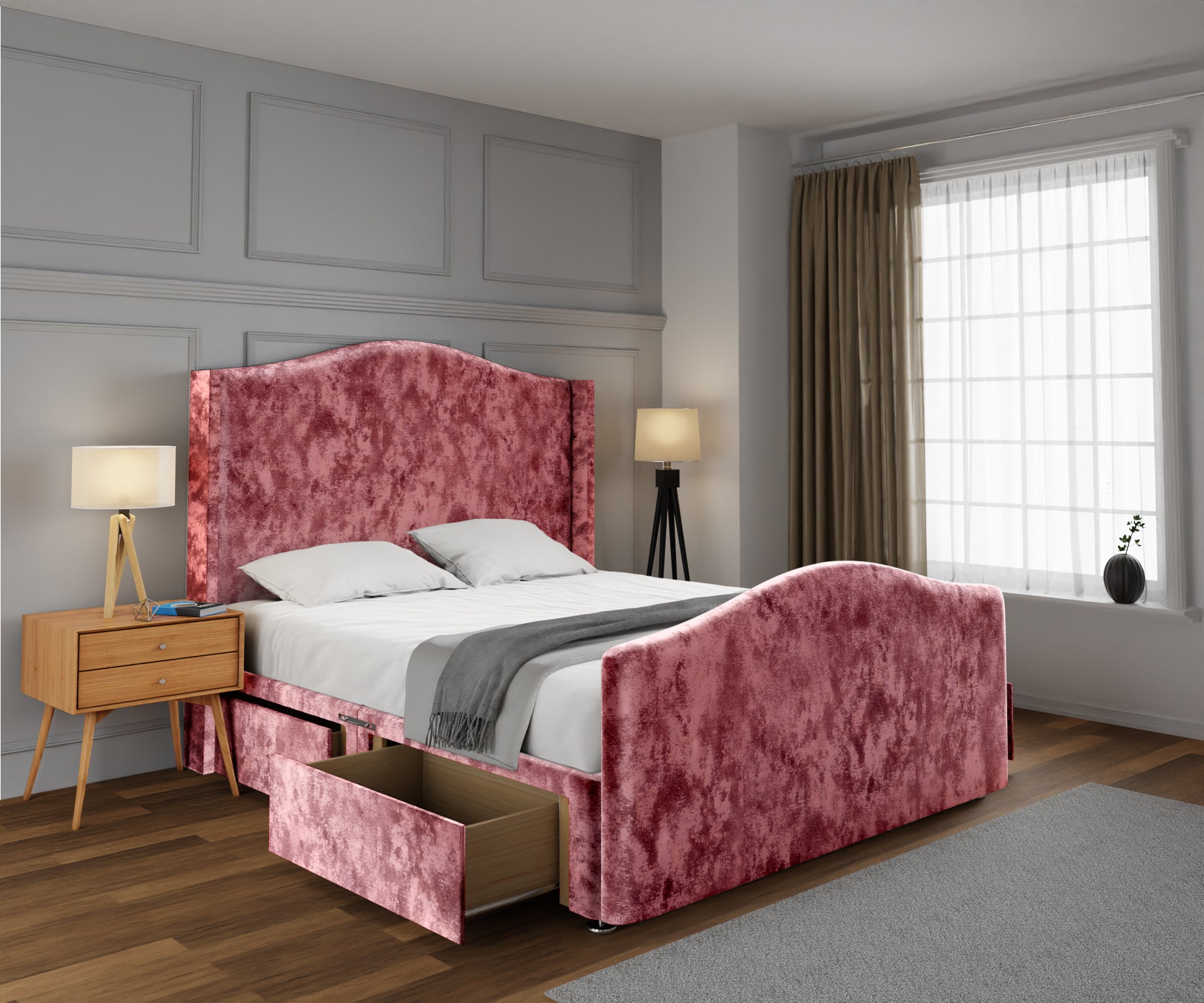 Arabella Winged Divan Bed Set With Footboard