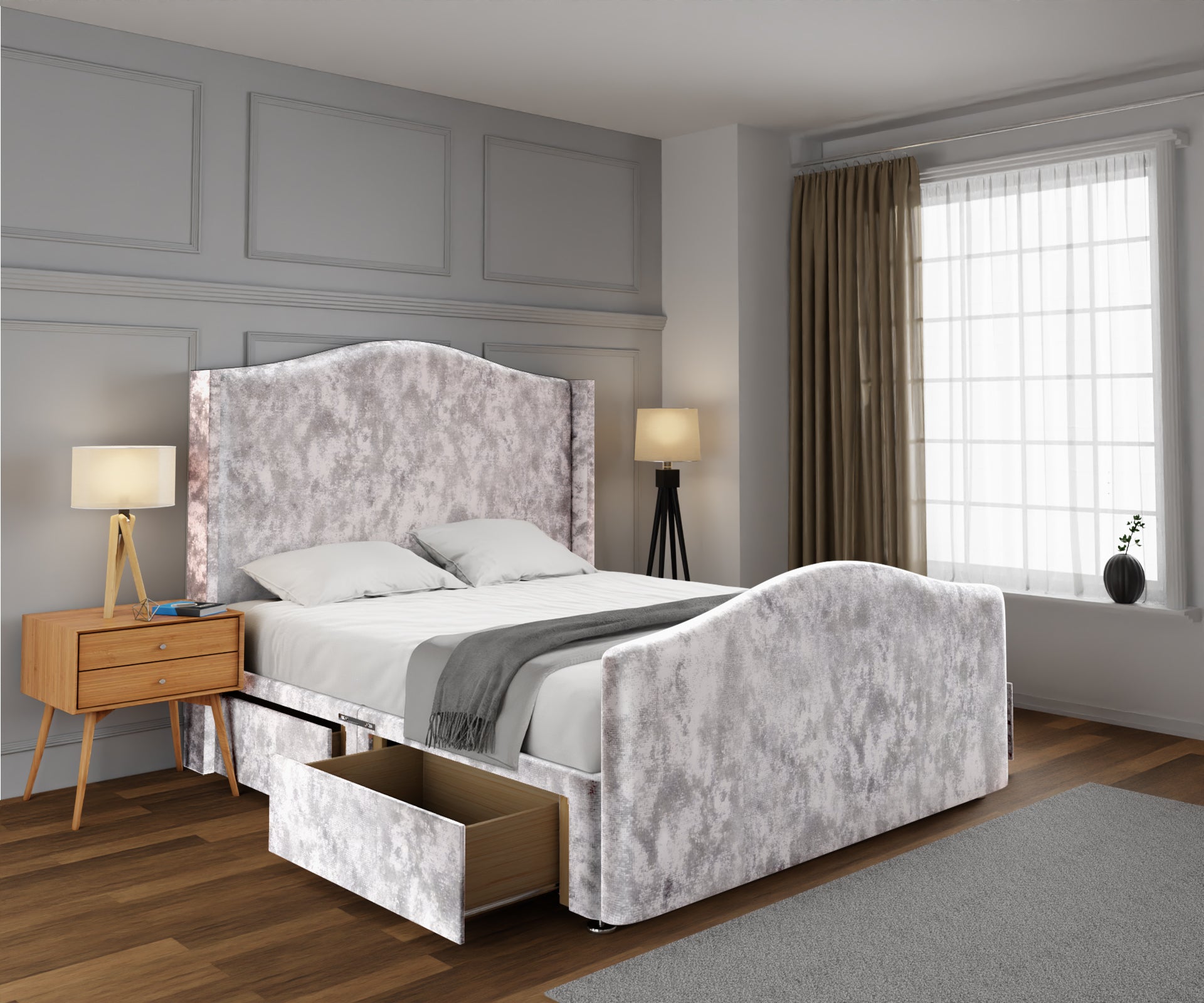 Arabella Winged Divan Bed Set With Footboard