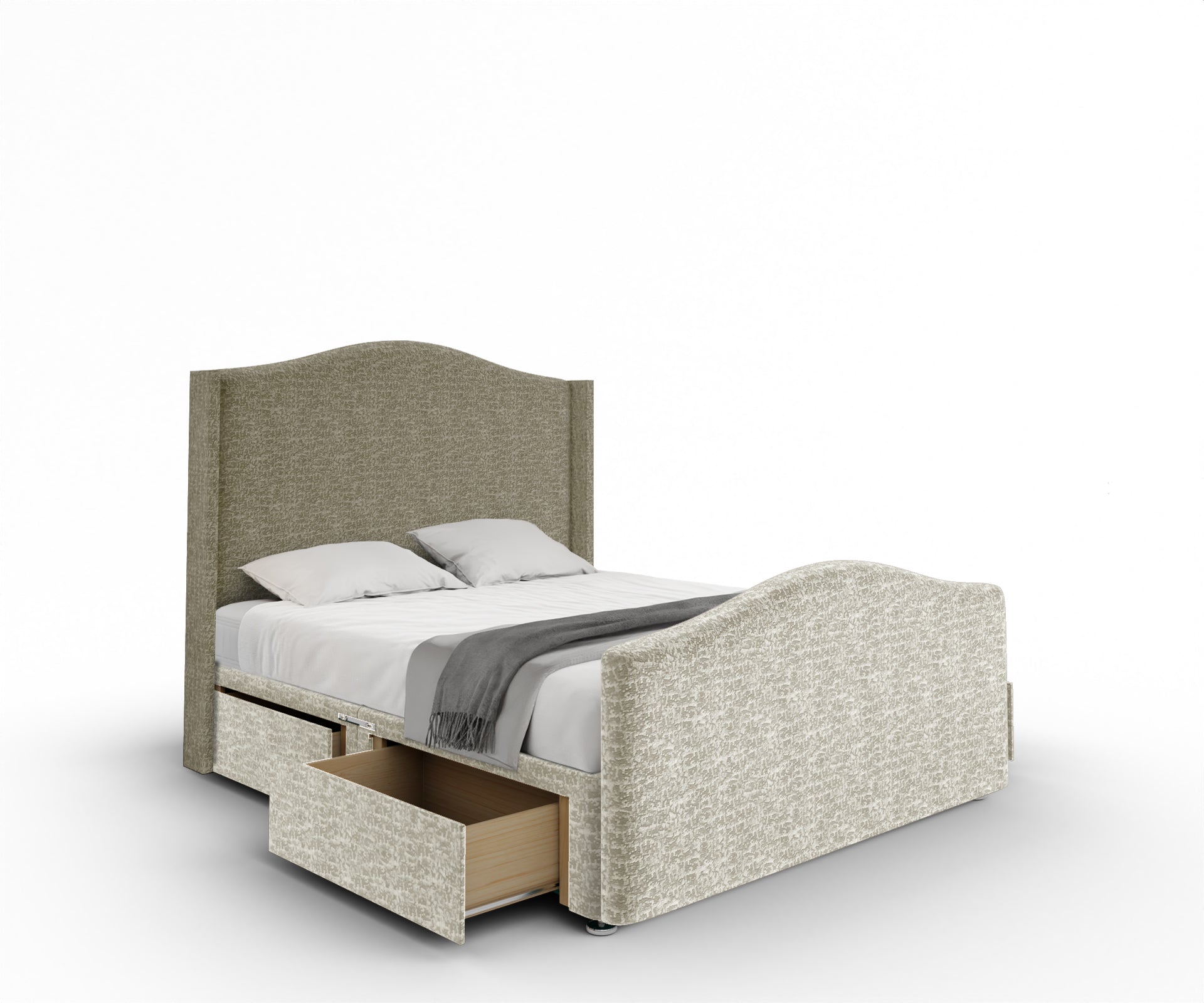 Arabella Winged Divan Bed Set With Footboard