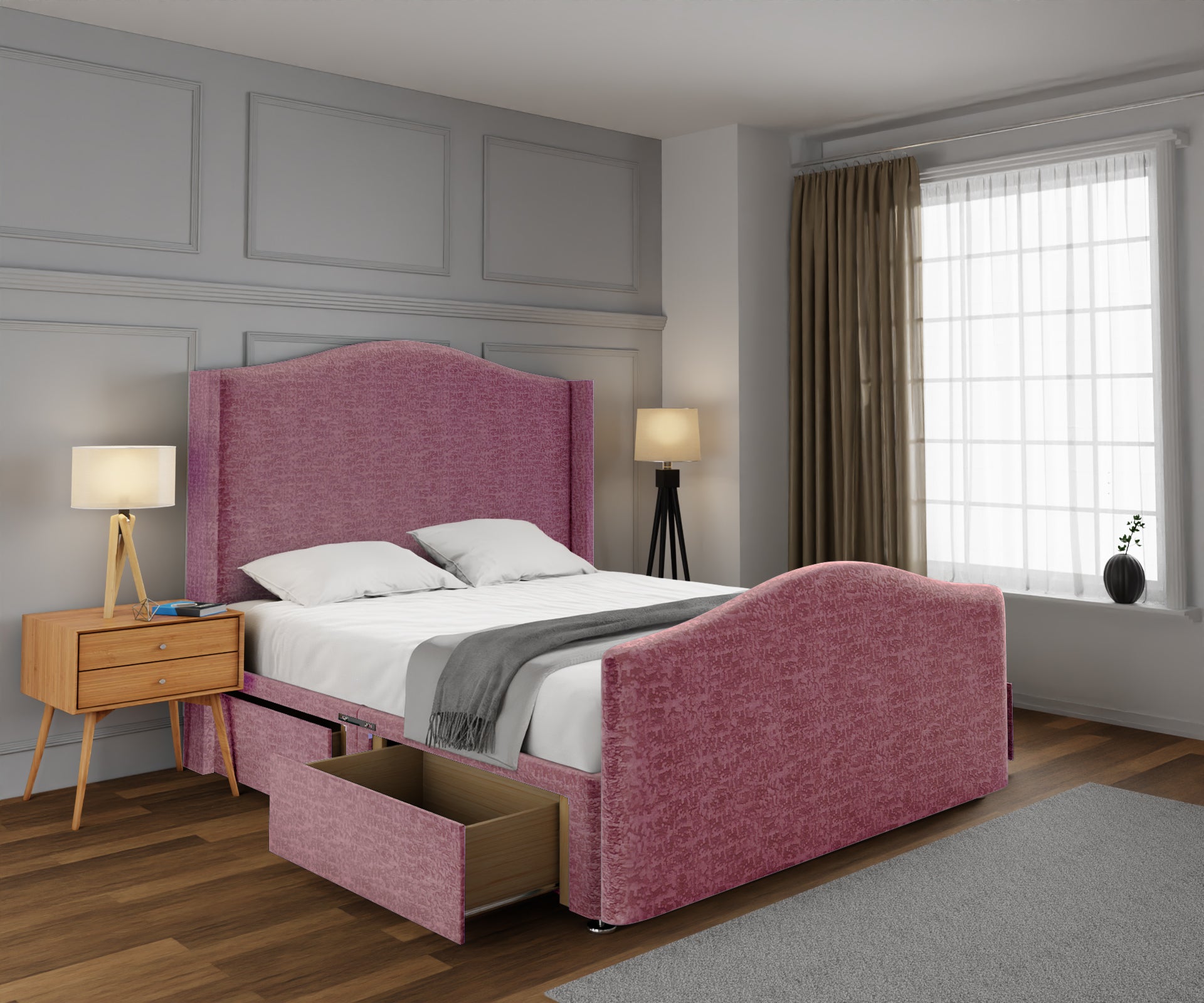 Arabella Winged Divan Bed Set With Footboard