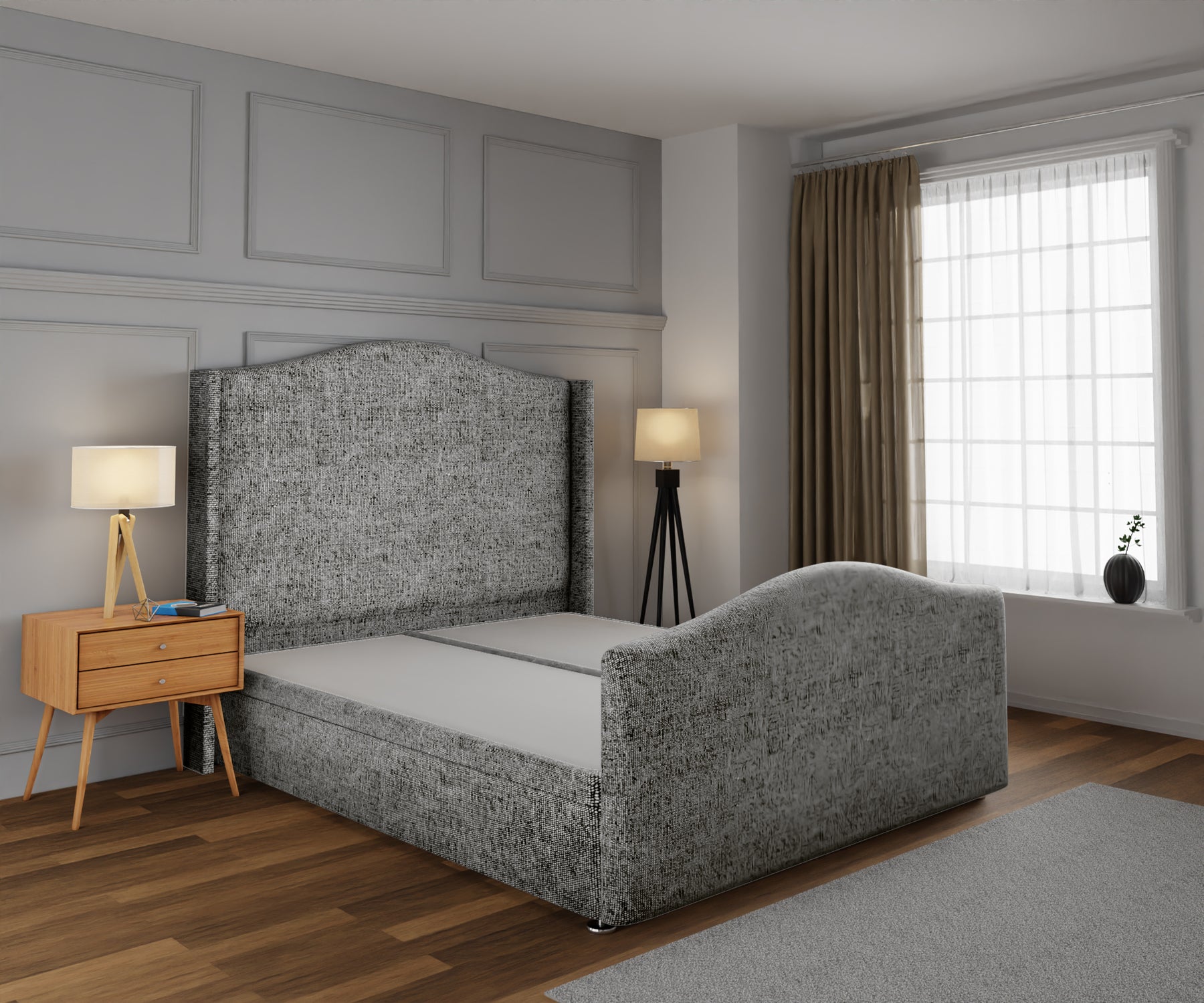 Arabella Winged Ottoman Storage Divan Bed Base And Headboard With Foot ...