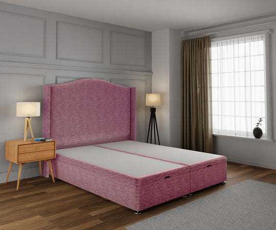 Arabella Winged Ottoman Storage Divan Bed Base With Headboard