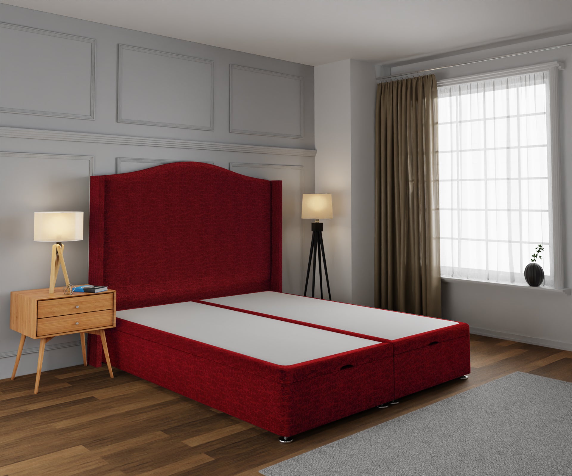 Arabella Winged Ottoman Storage Divan Bed Base With Headboard