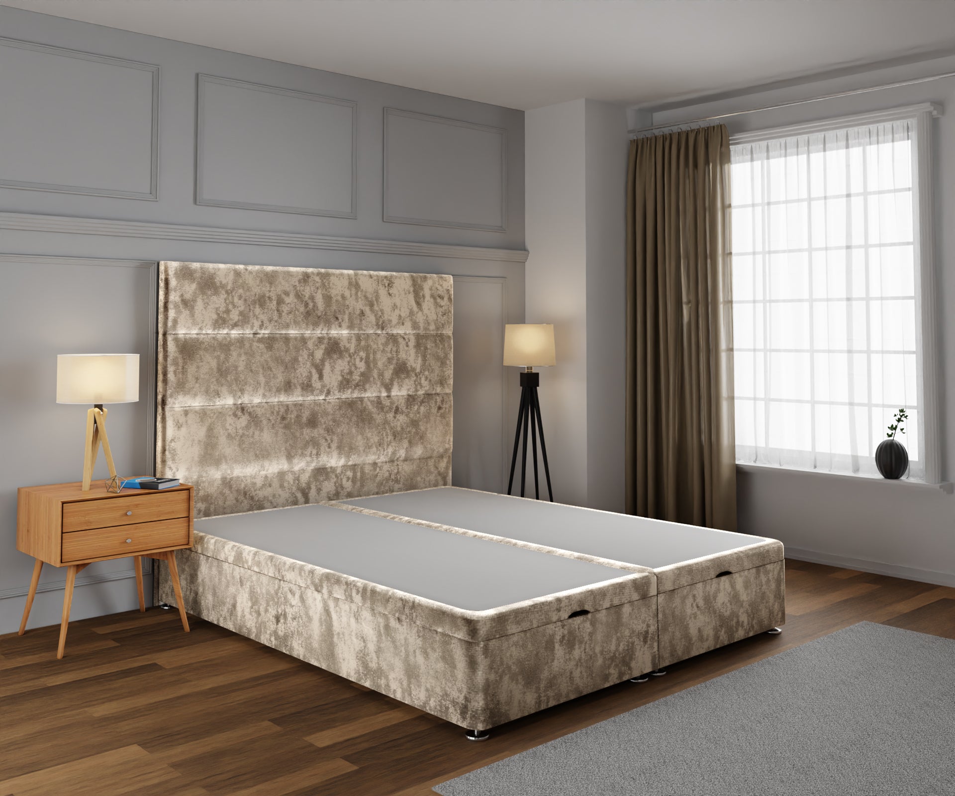 Ava Ottoman Storage Divan Bed Base With Headboard