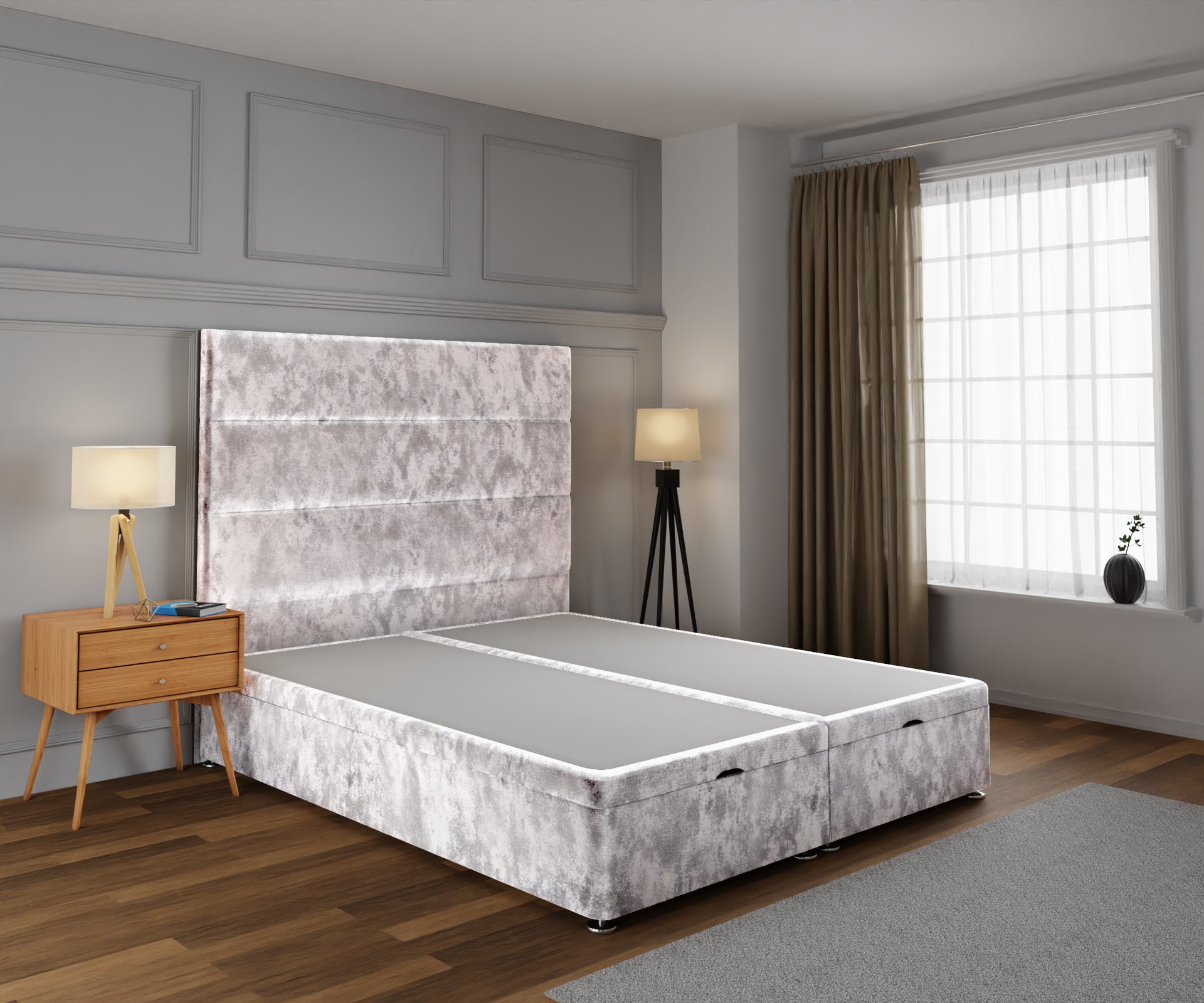 Ava Ottoman Storage Divan Bed Base With Headboard