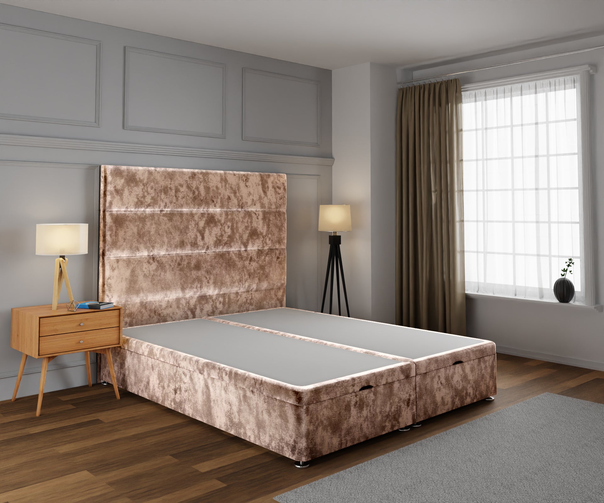 Ava Ottoman Storage Divan Bed Base With Headboard