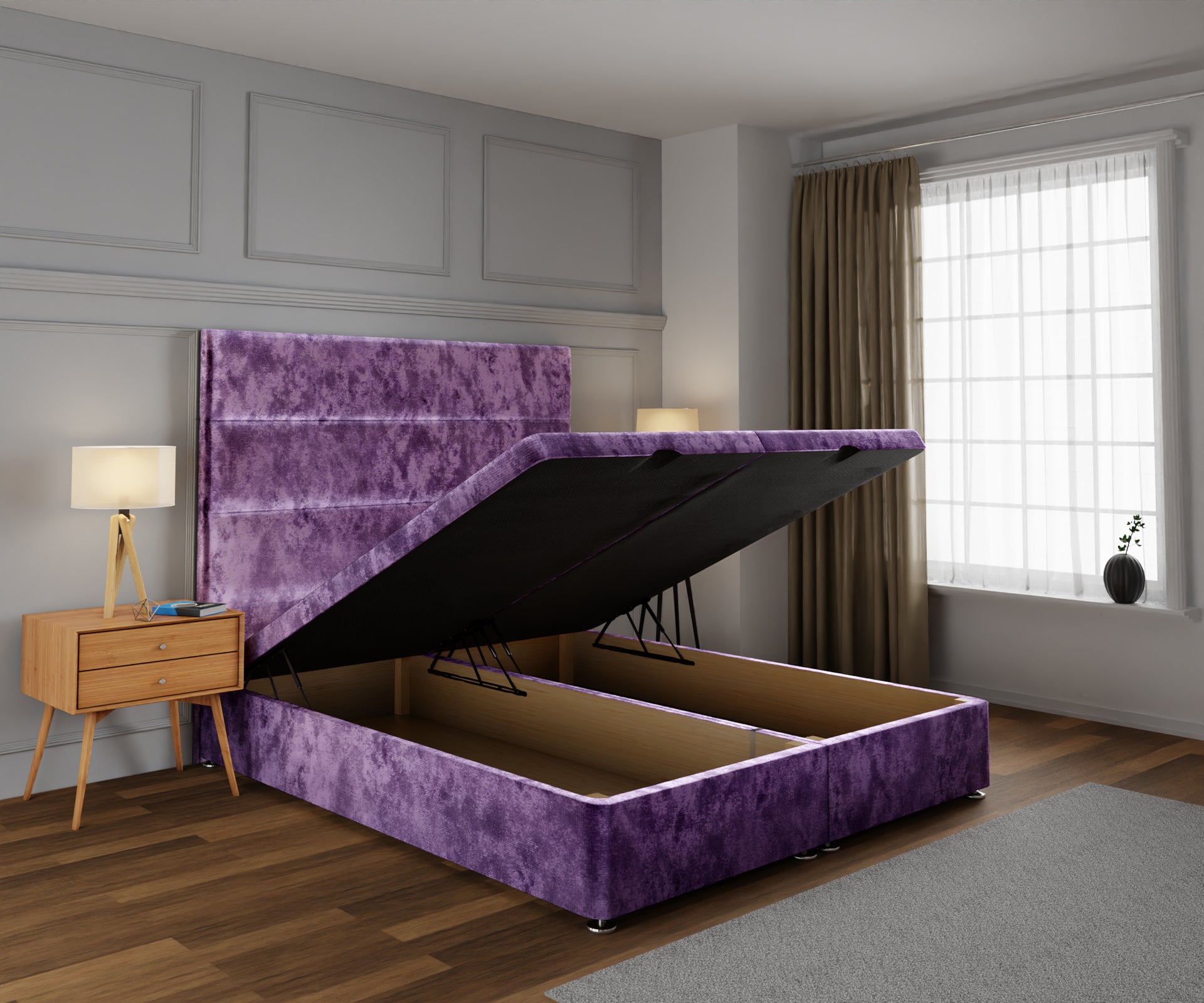 Ava Ottoman Storage Divan Bed Base With Headboard