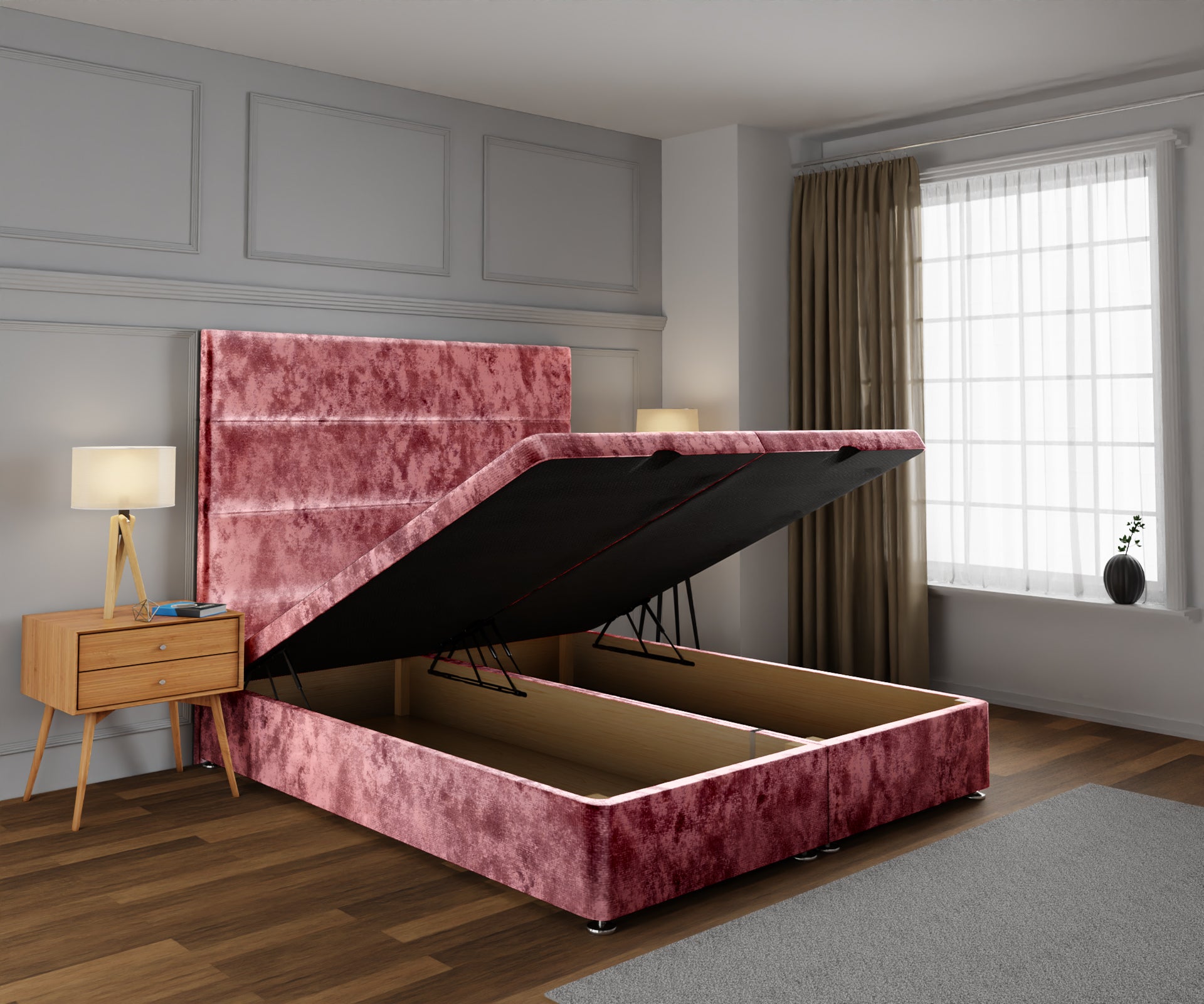 Ava Ottoman Storage Divan Bed Base With Headboard