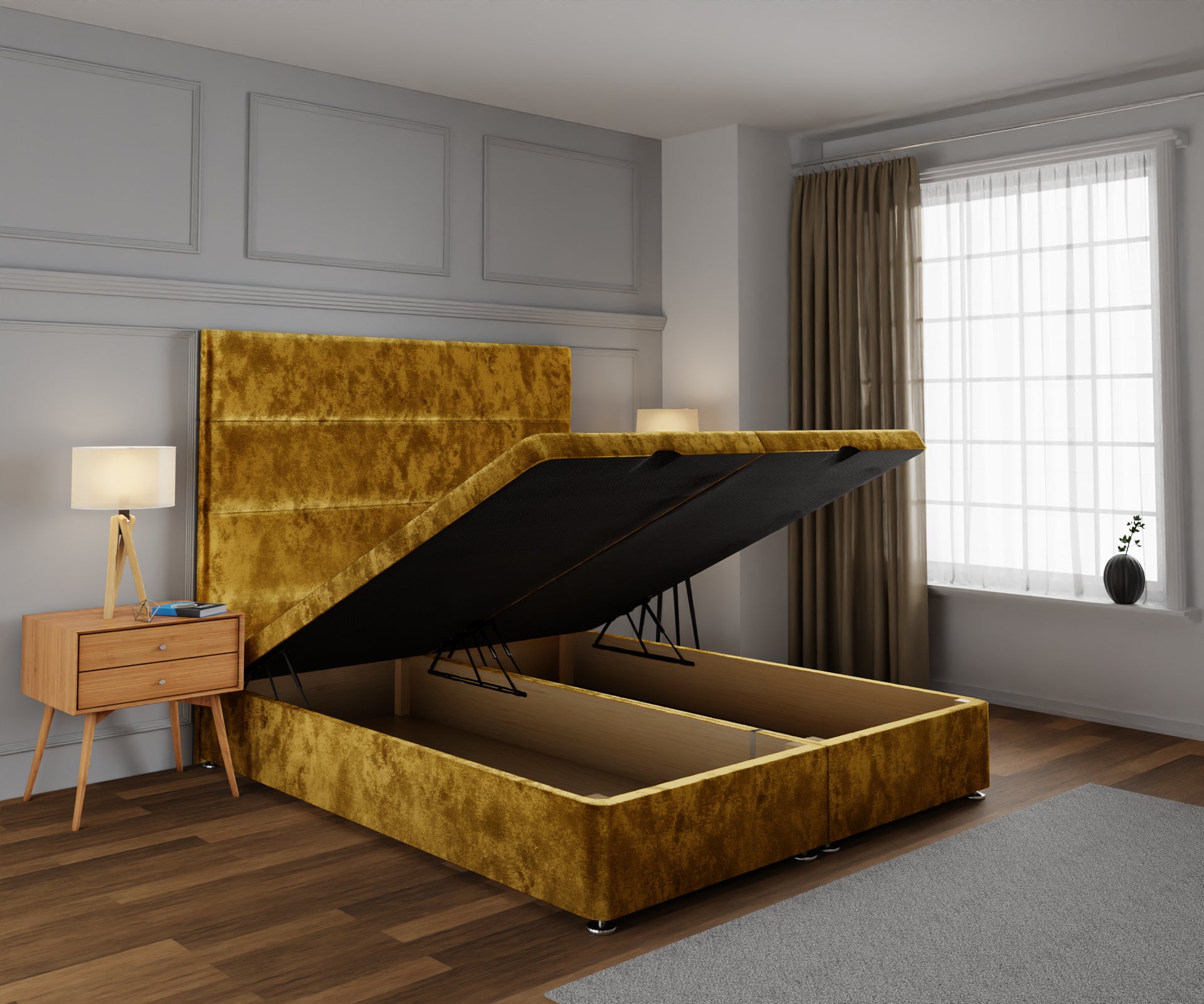 Ava Ottoman Storage Divan Bed Base With Headboard