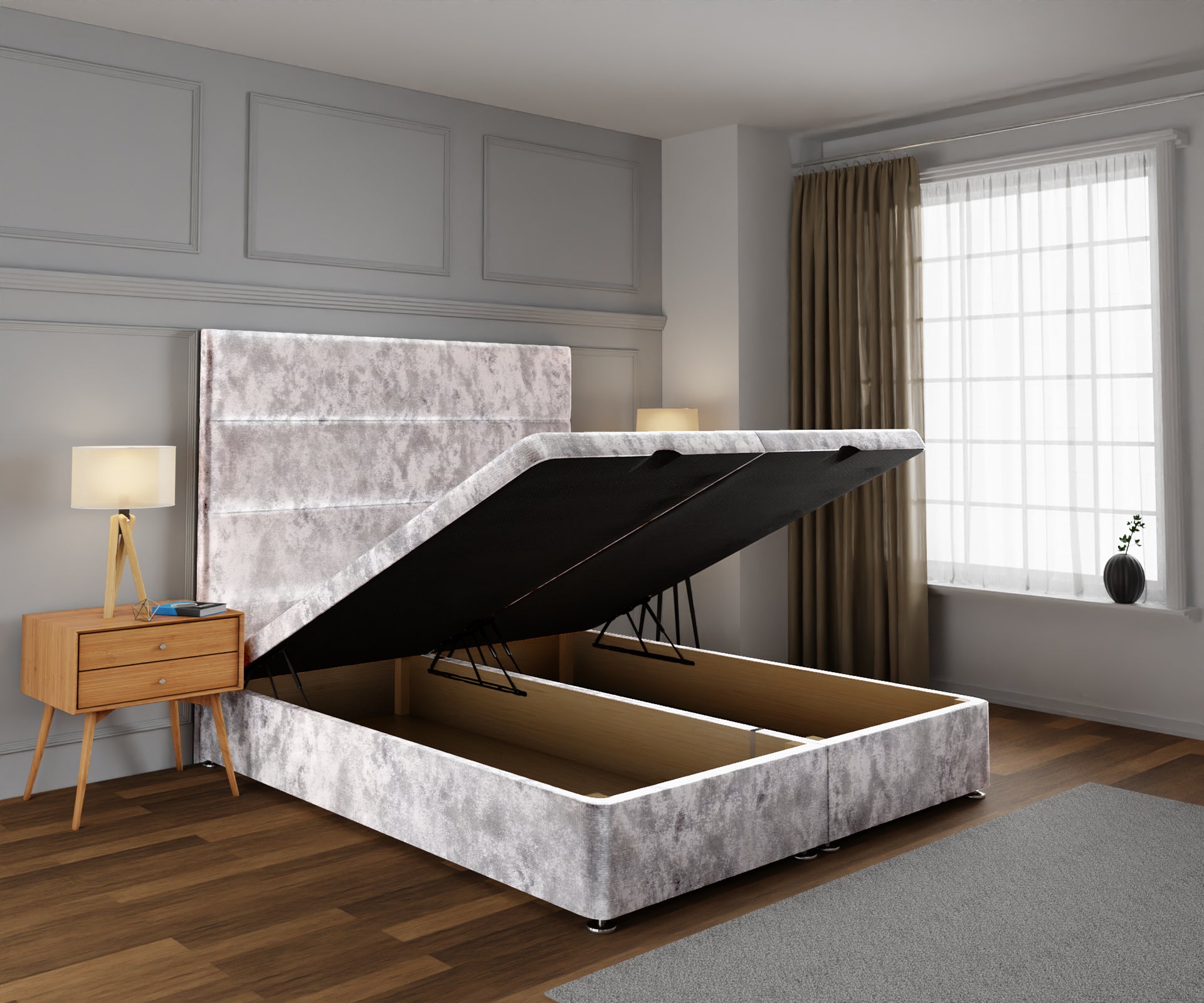 Ava Ottoman Storage Divan Bed Base With Headboard