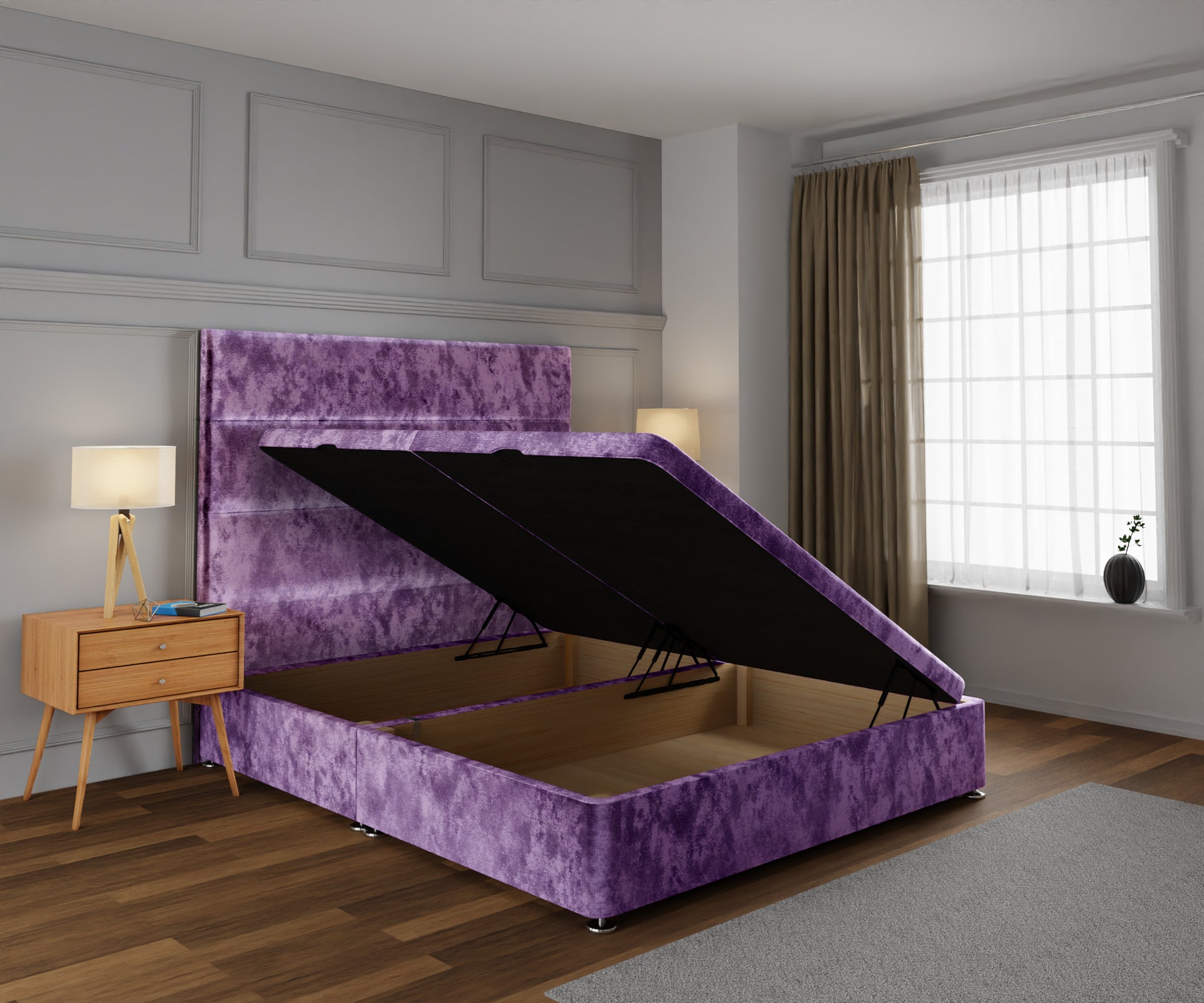 Ava Ottoman Storage Divan Bed Base With Headboard