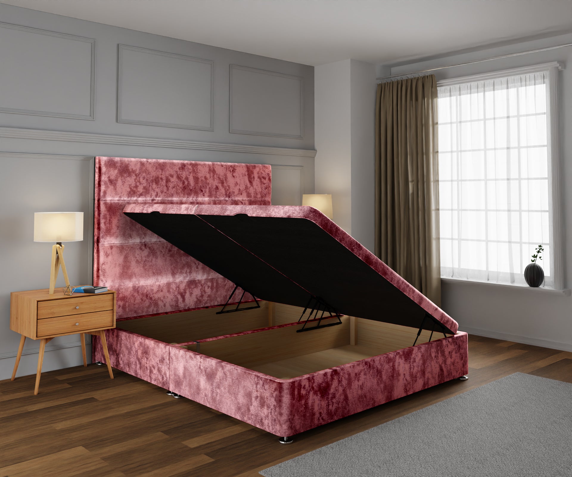 Ava Ottoman Storage Divan Bed Base With Headboard