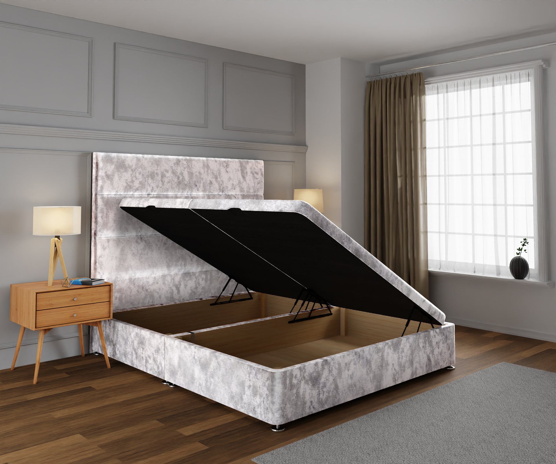 Ava Ottoman Storage Divan Bed Base With Headboard