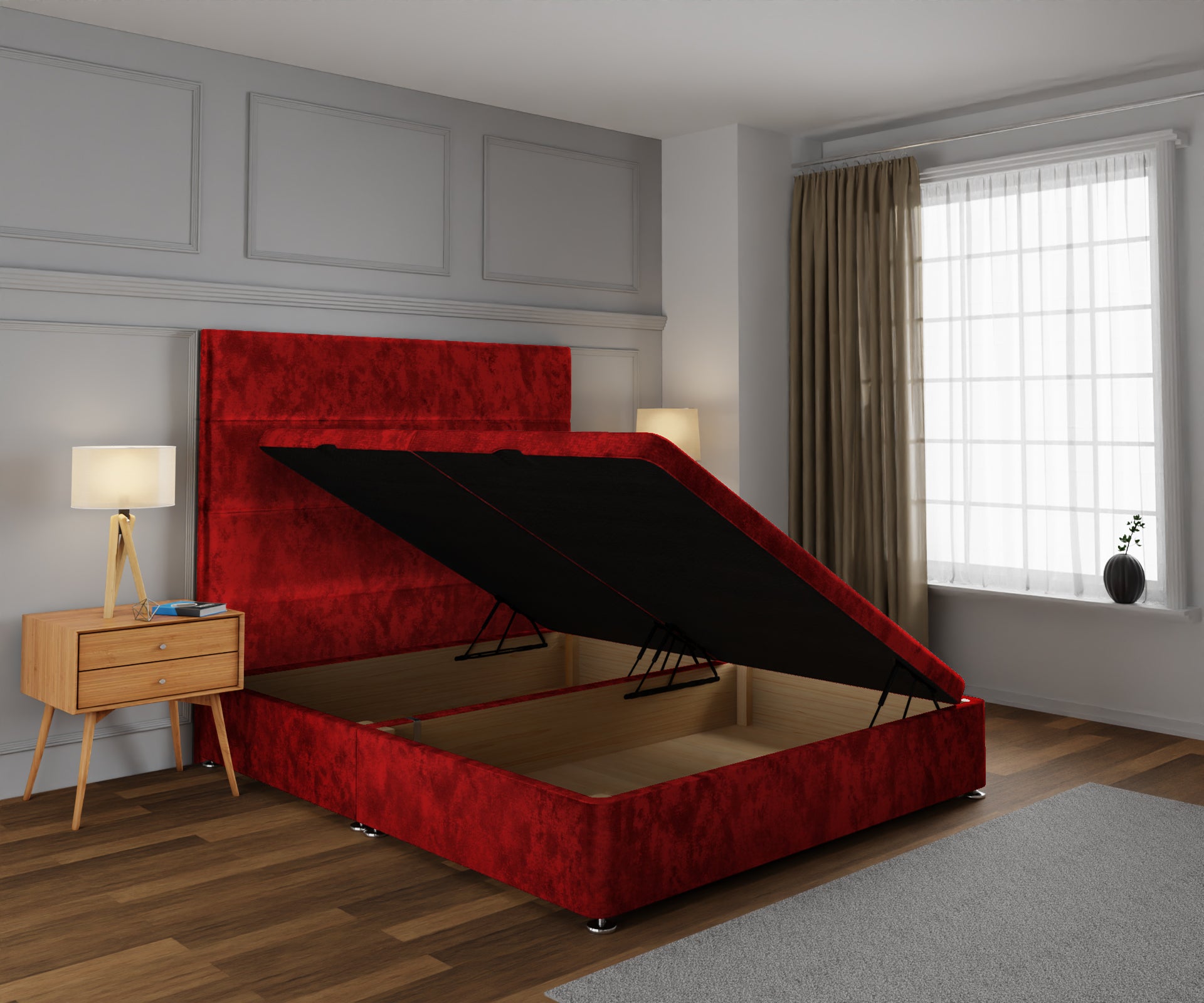 Ava Ottoman Storage Divan Bed Base With Headboard