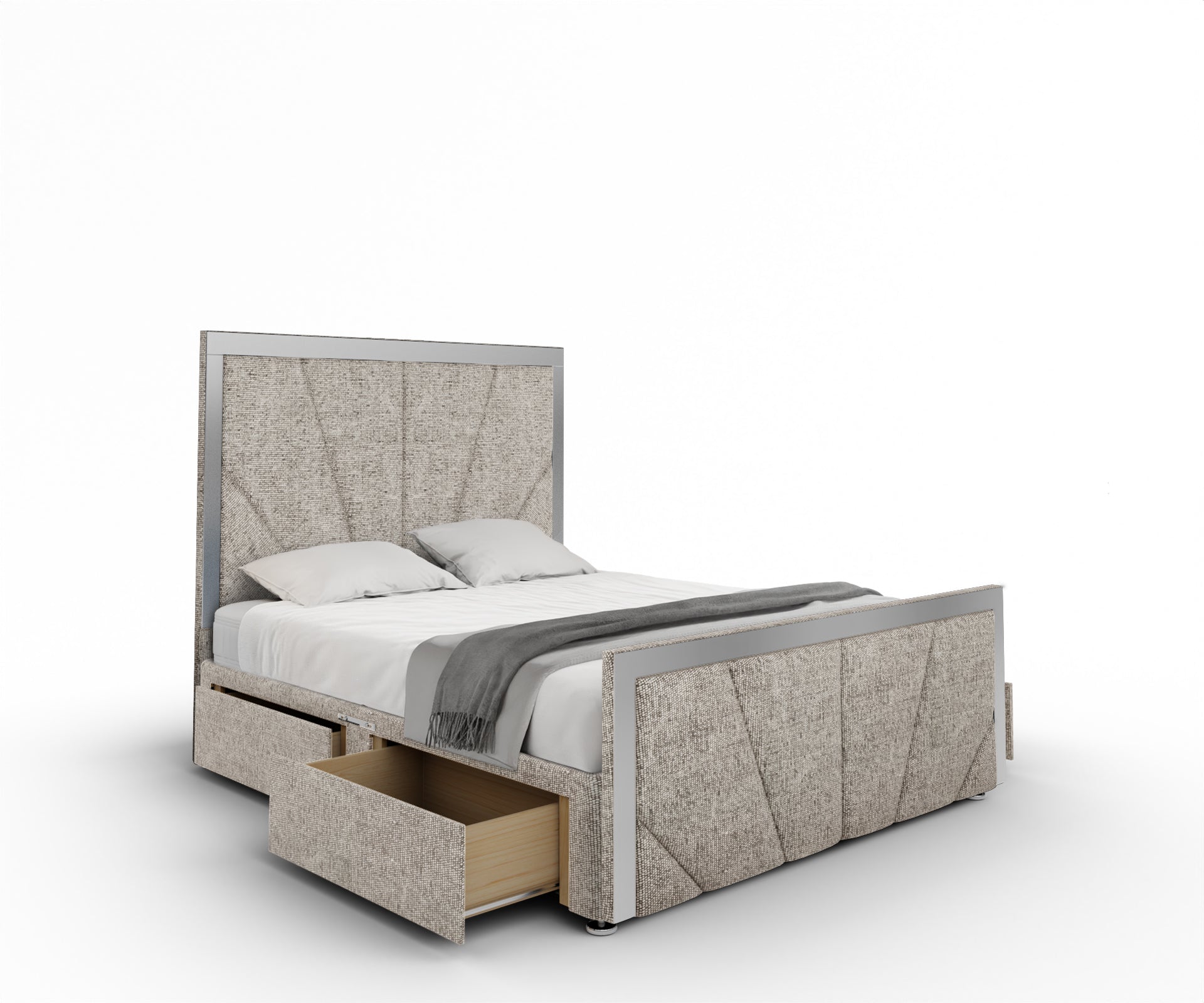 Chelsea Horizon Mirrored Divan Bed Set With Footboard