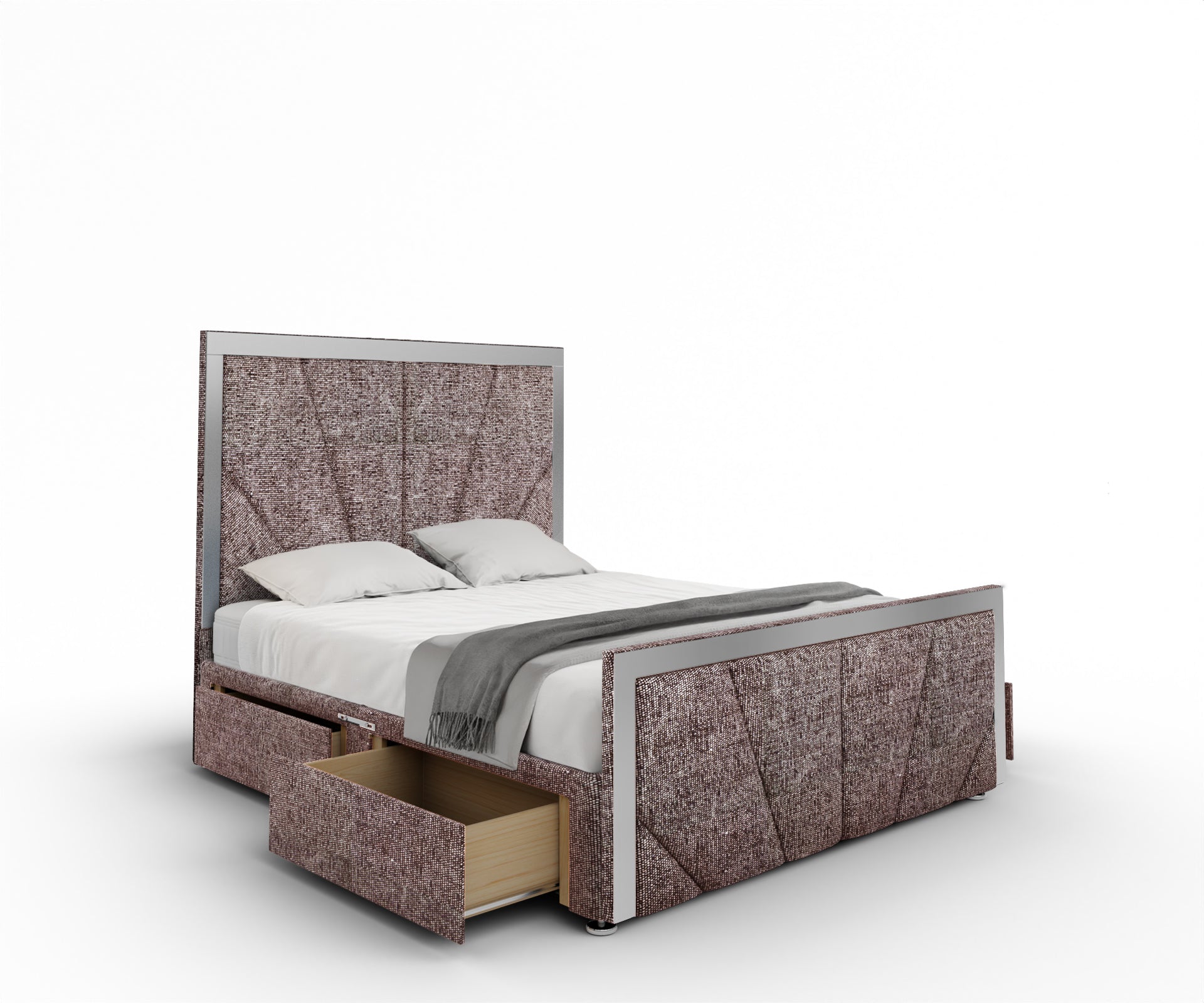 Chelsea Horizon Mirrored Divan Bed Set With Footboard