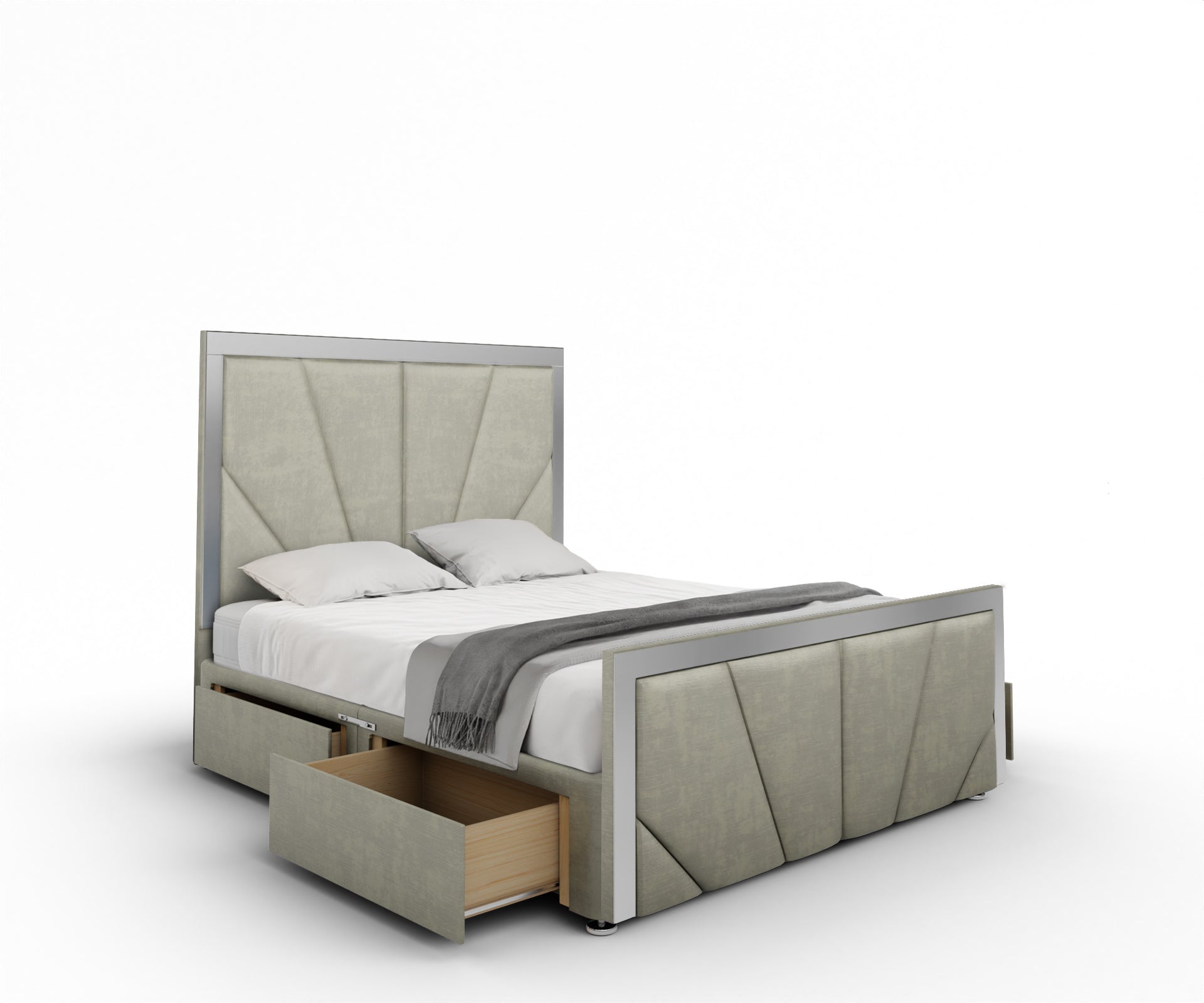 Chelsea Horizon Mirrored Divan Bed Set With Footboard