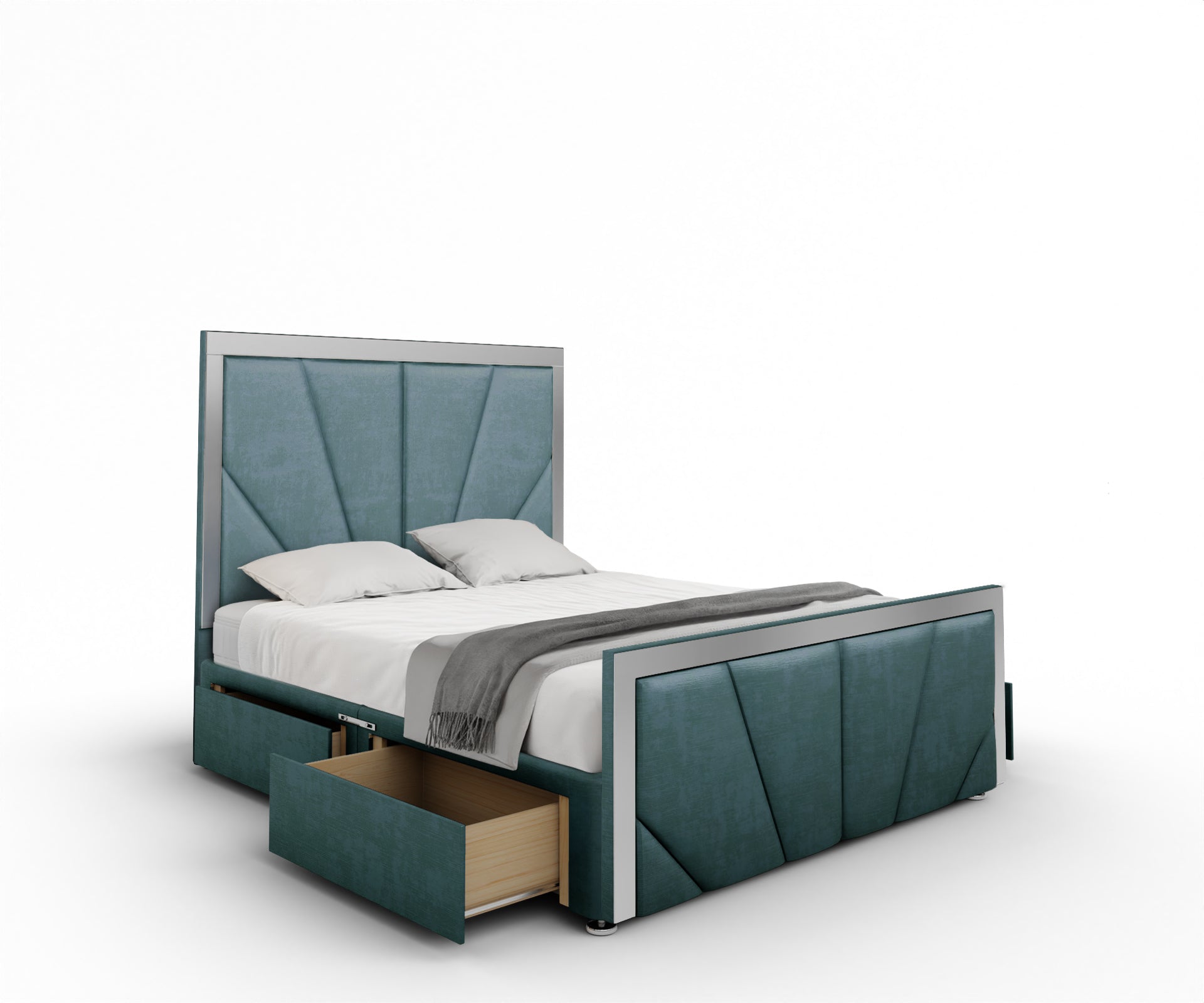 Chelsea Horizon Mirrored Divan Bed Set With Footboard