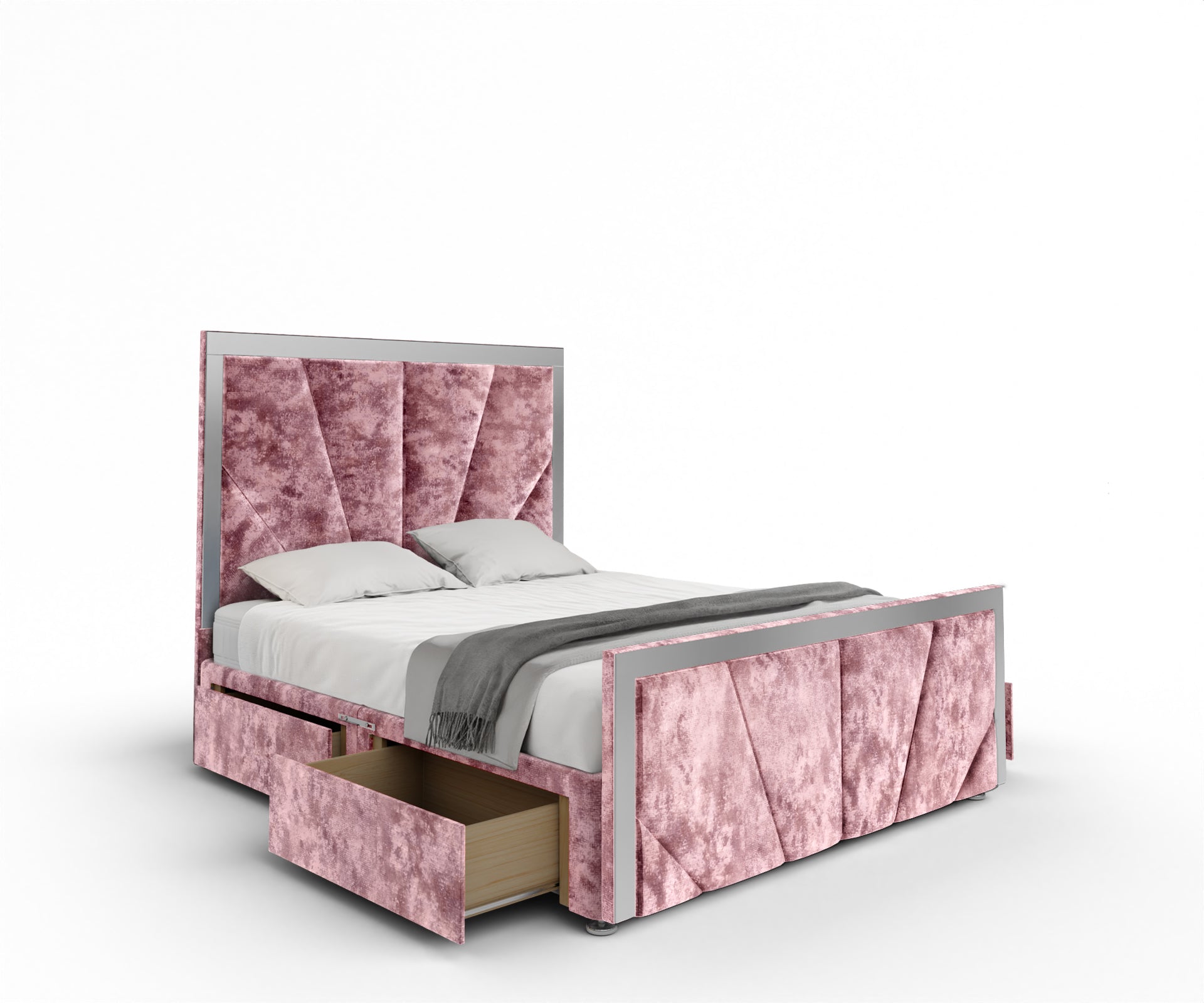 Chelsea Horizon Mirrored Divan Bed Set With Footboard