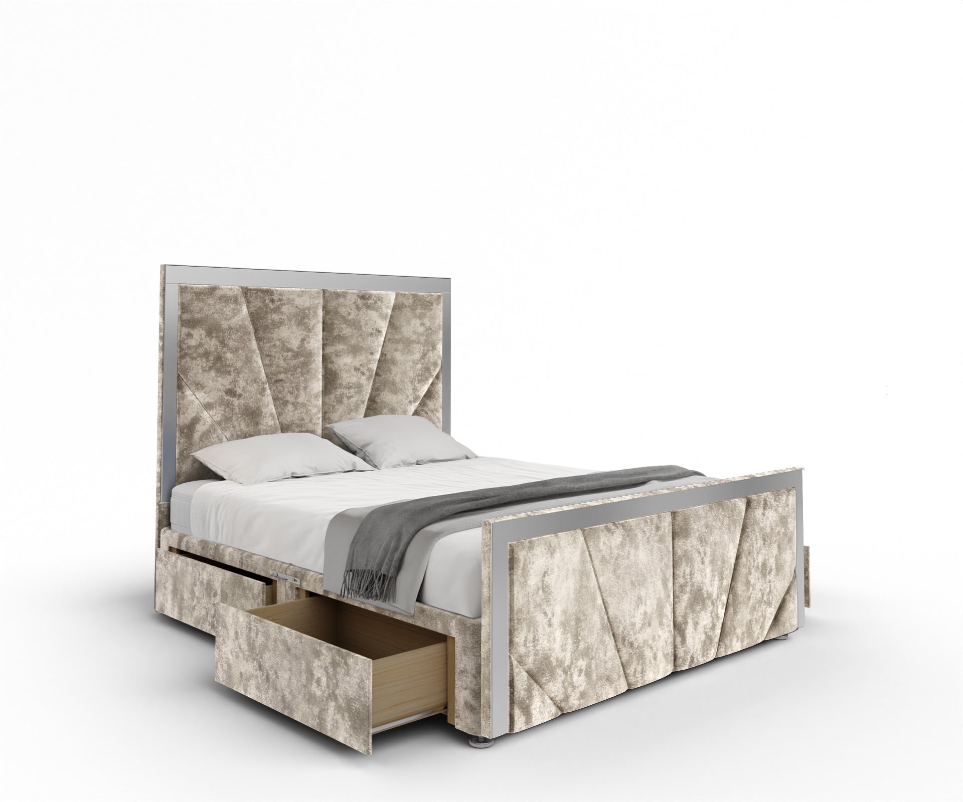 Chelsea Horizon Mirrored Divan Bed Set With Footboard