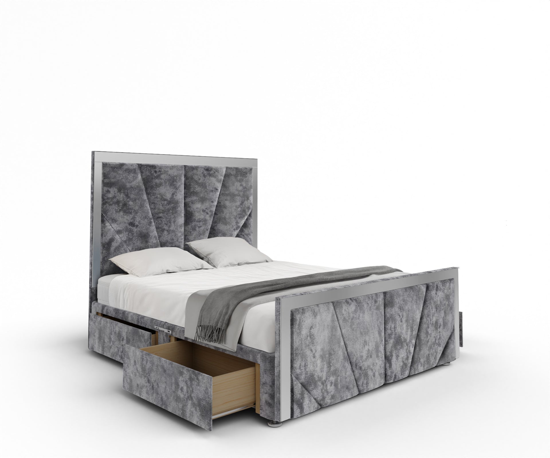 Chelsea Horizon Mirrored Divan Bed Set With Footboard