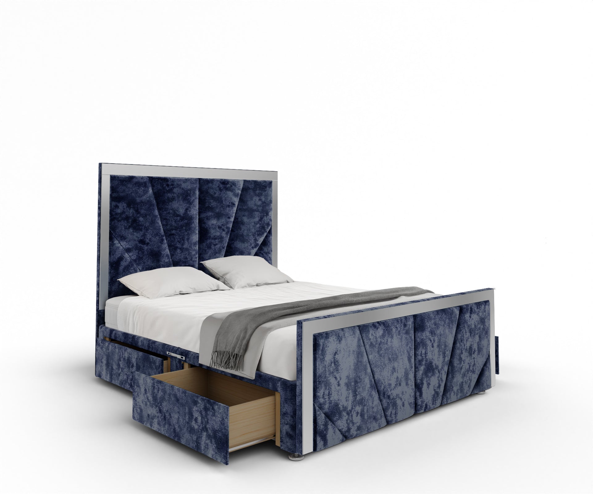 Chelsea Horizon Mirrored Divan Bed Set With Footboard