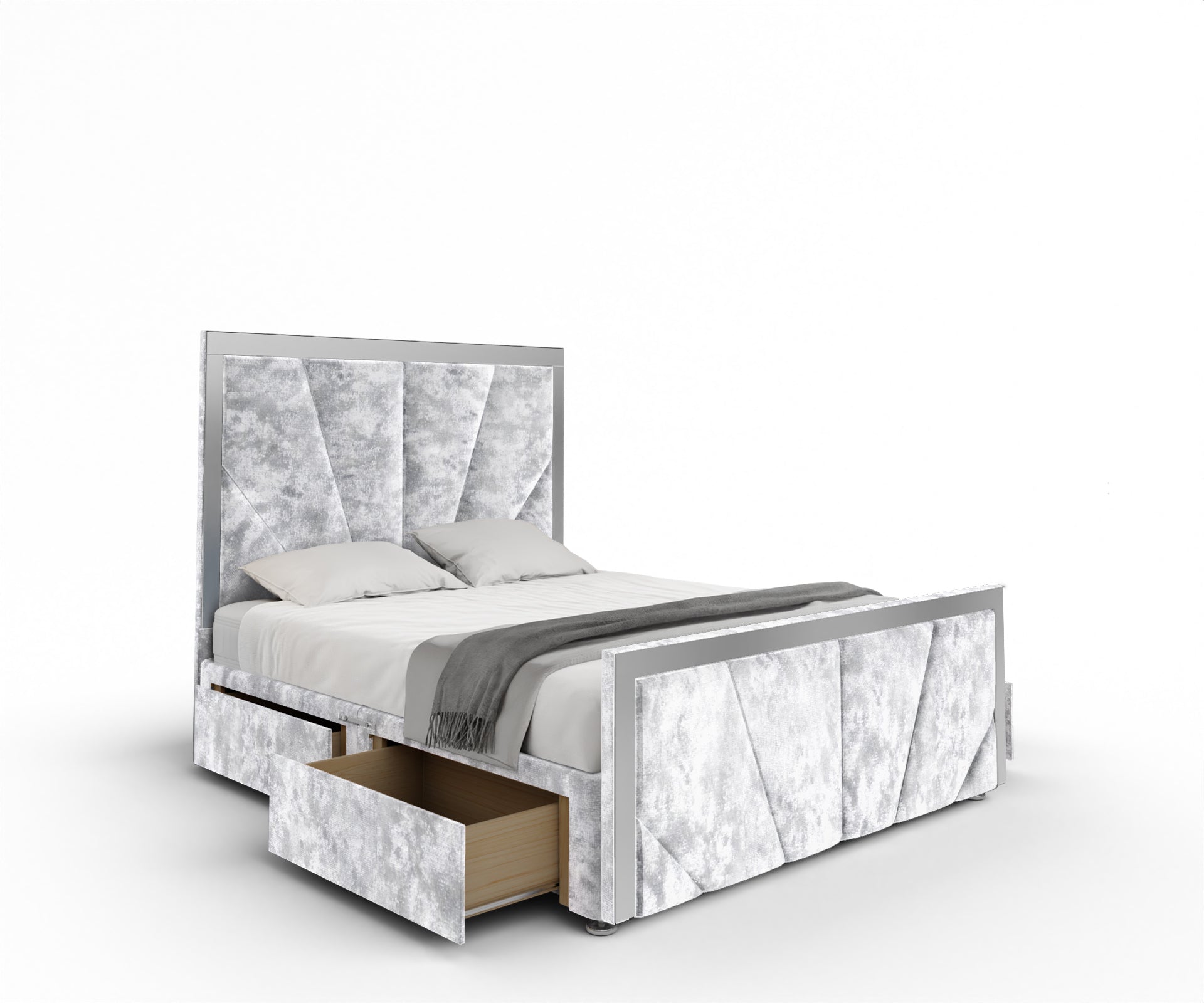 Chelsea Horizon Mirrored Divan Bed Set With Footboard