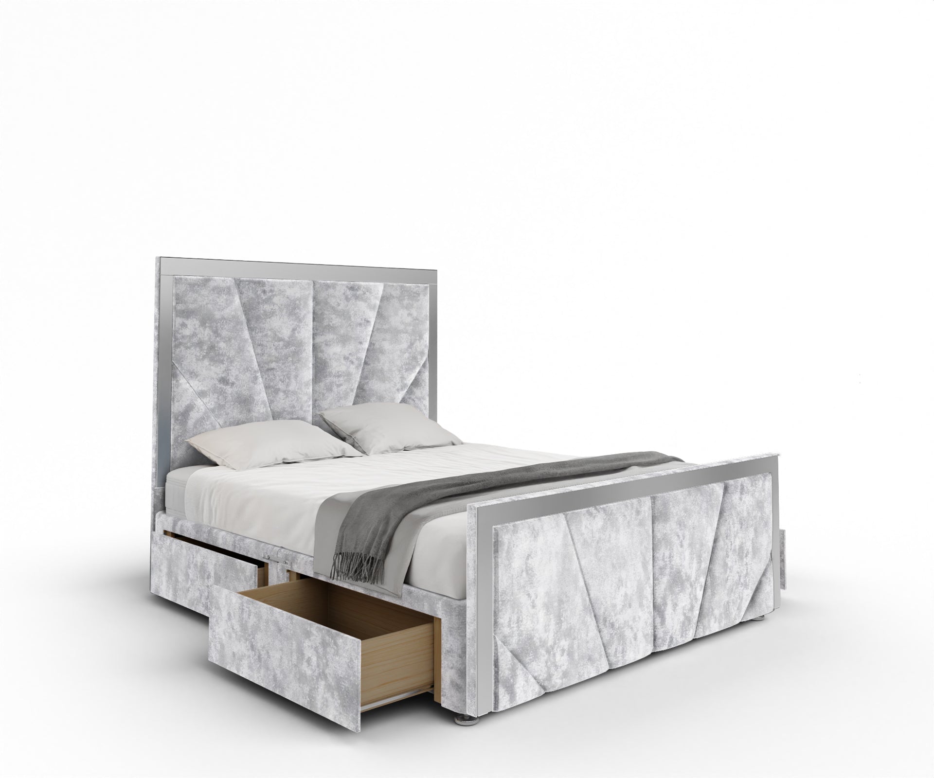 Chelsea Horizon Mirrored Divan Bed Set With Footboard