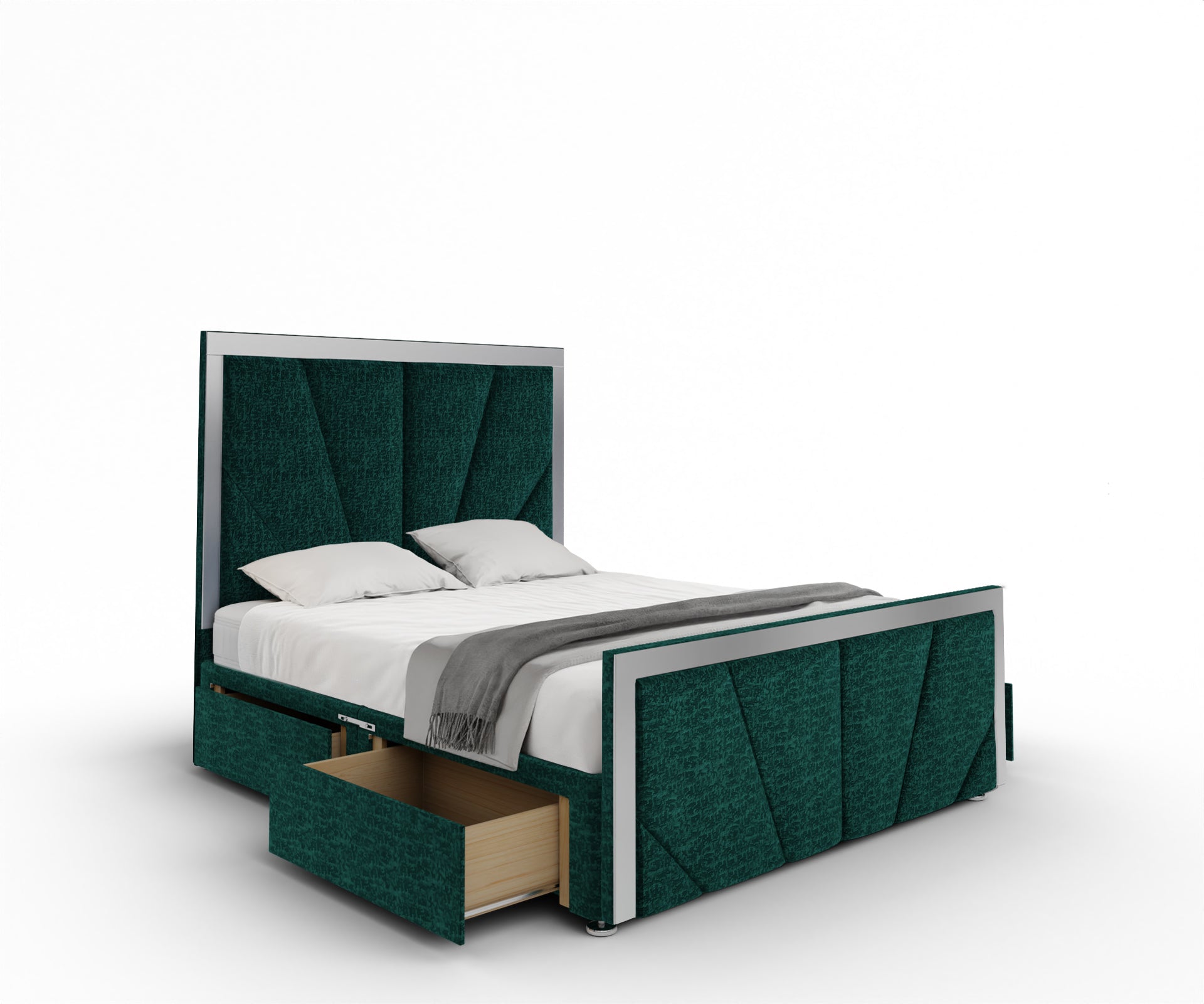 Chelsea Horizon Mirrored Divan Bed Set With Footboard