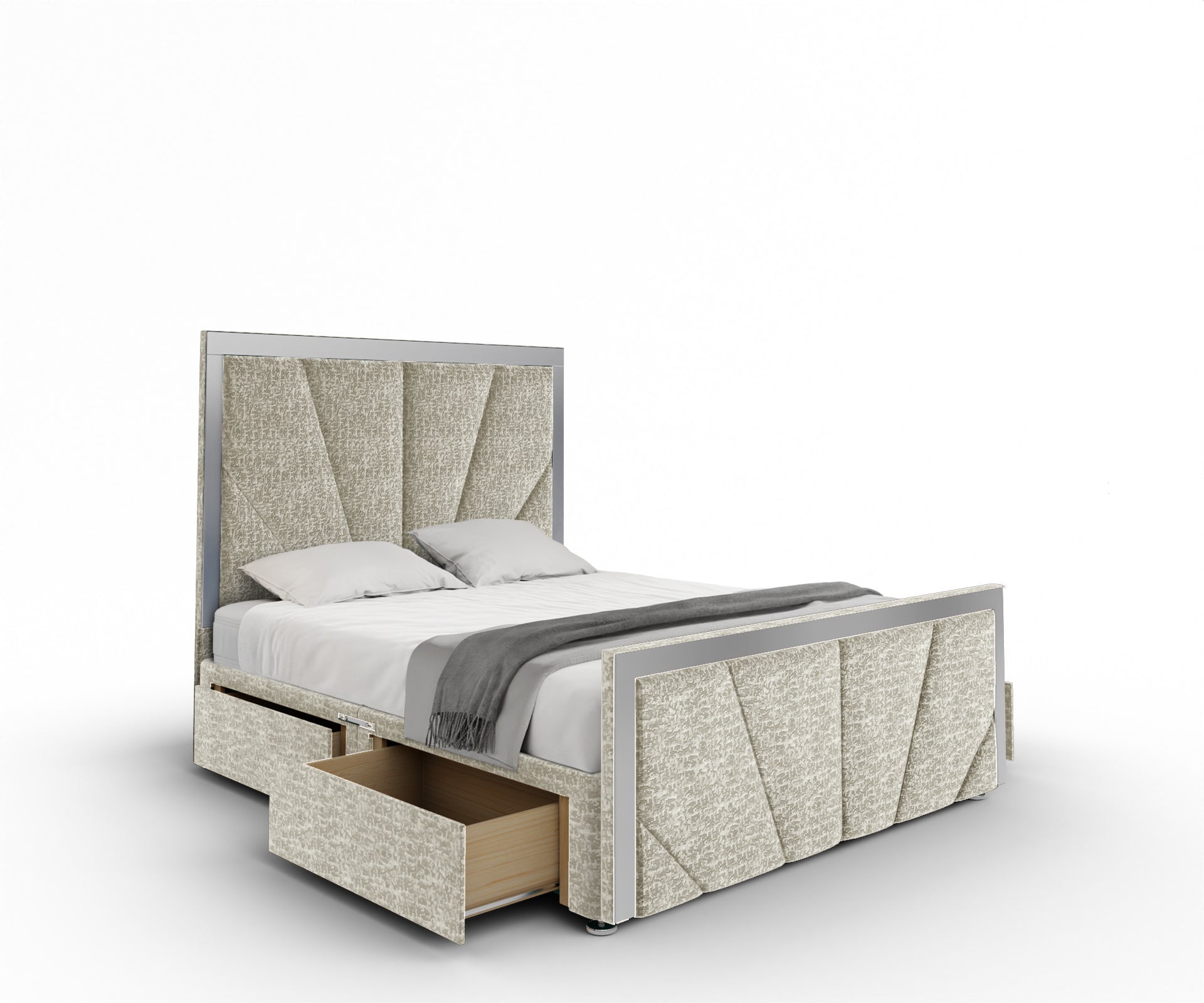 Chelsea Horizon Mirrored Divan Bed Set With Footboard