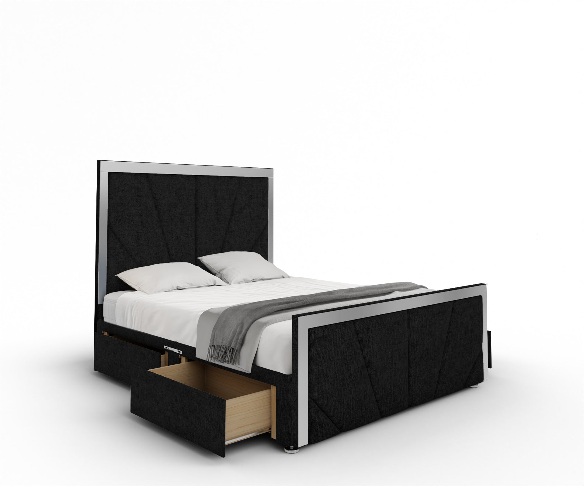 Chelsea Horizon Mirrored Divan Bed Set With Footboard