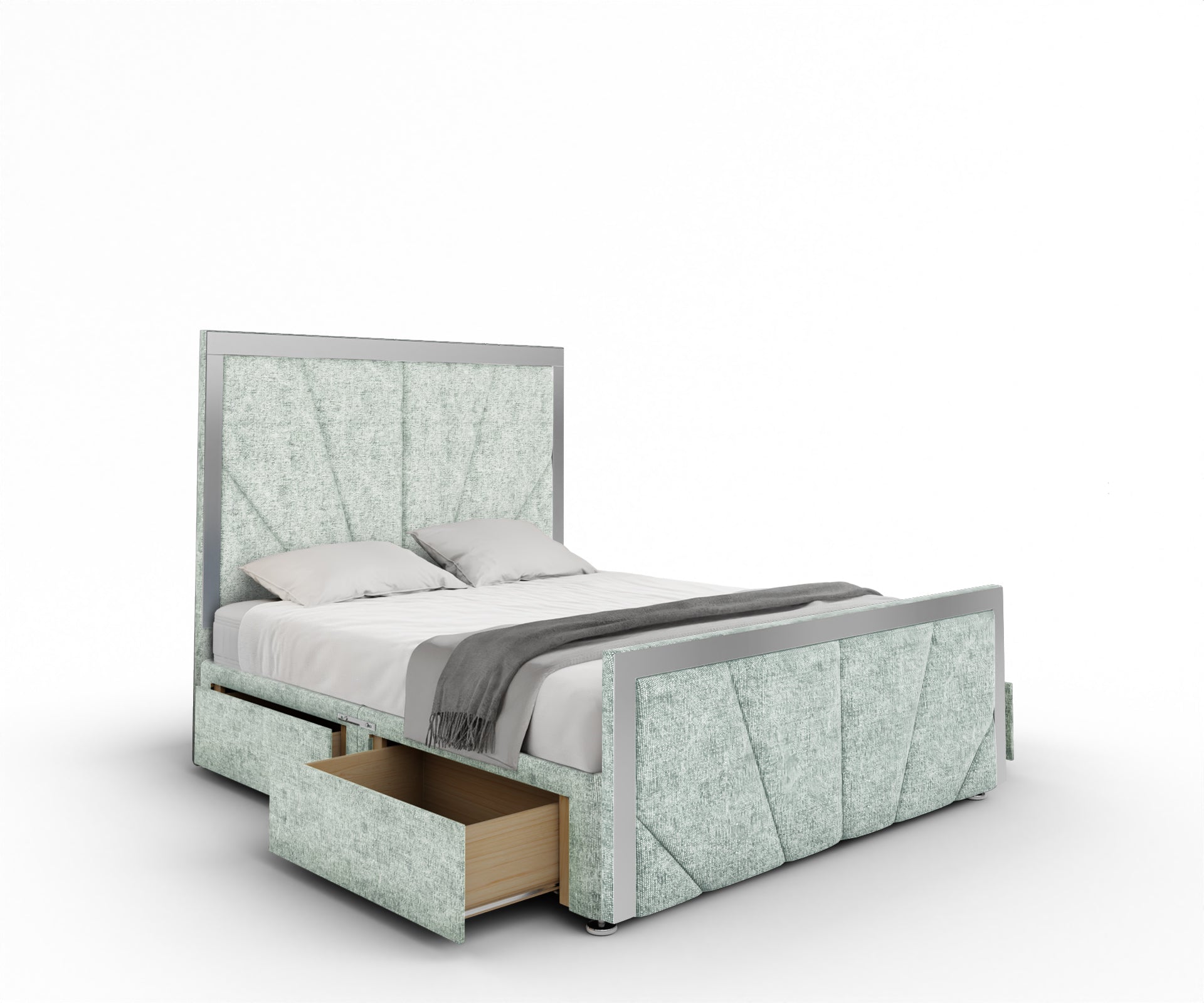 Chelsea Horizon Mirrored Divan Bed Set With Footboard