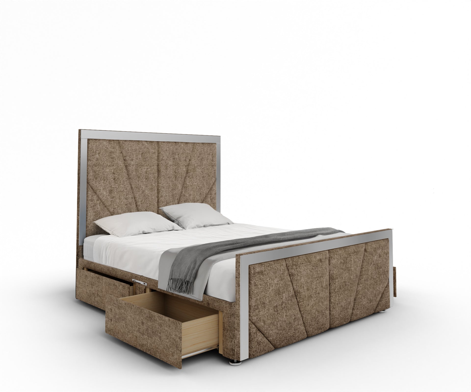 Chelsea Horizon Mirrored Divan Bed Set With Footboard