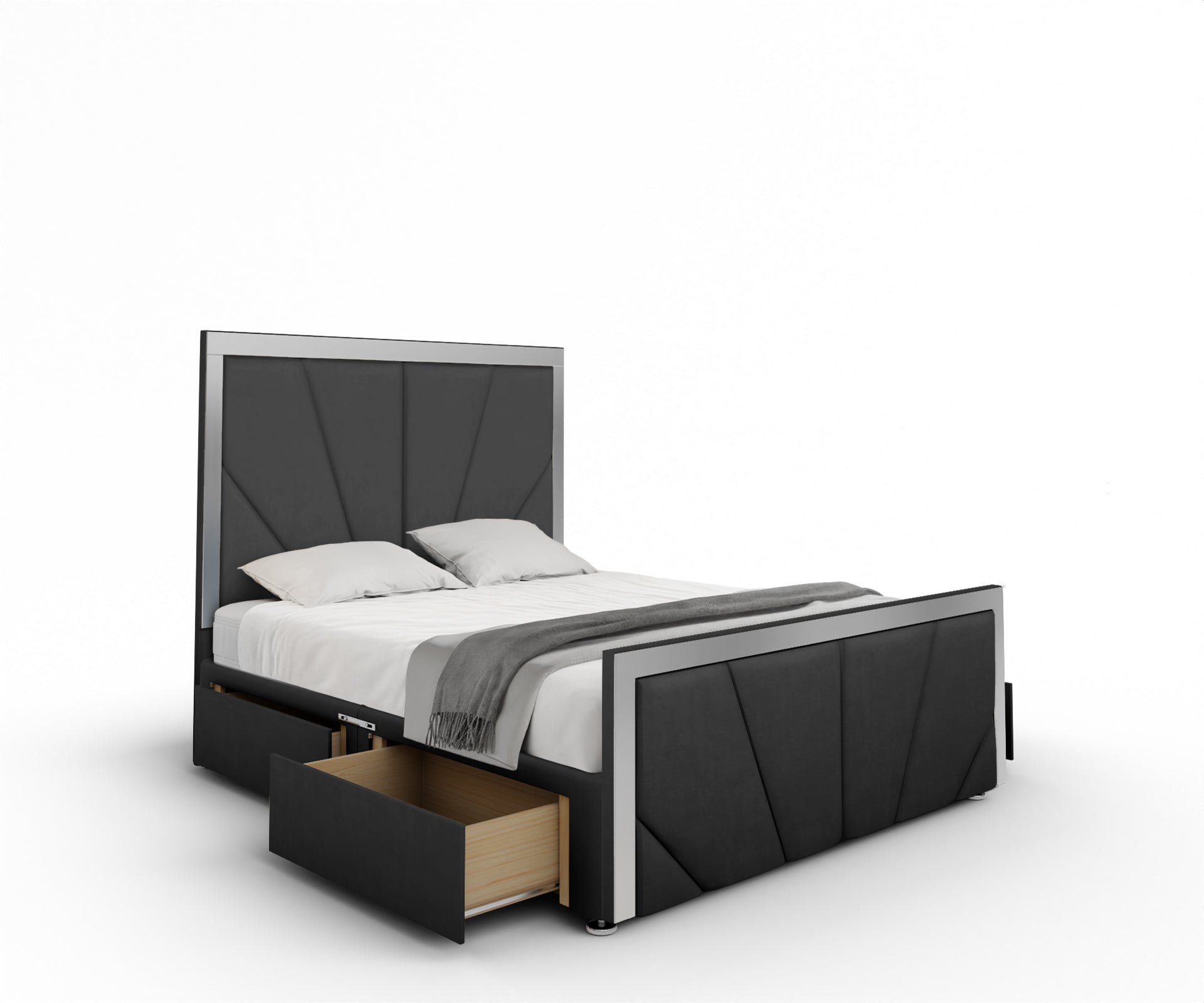 Chelsea Horizon Mirrored Divan Bed Set With Footboard