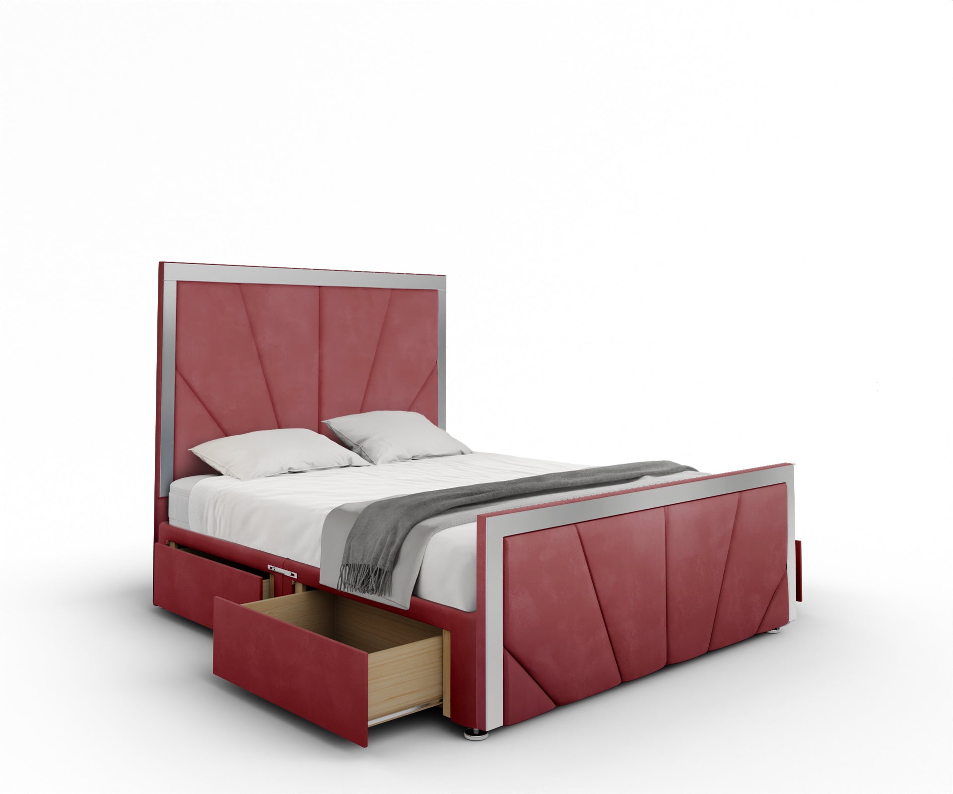 Chelsea Horizon Mirrored Divan Bed Set With Footboard