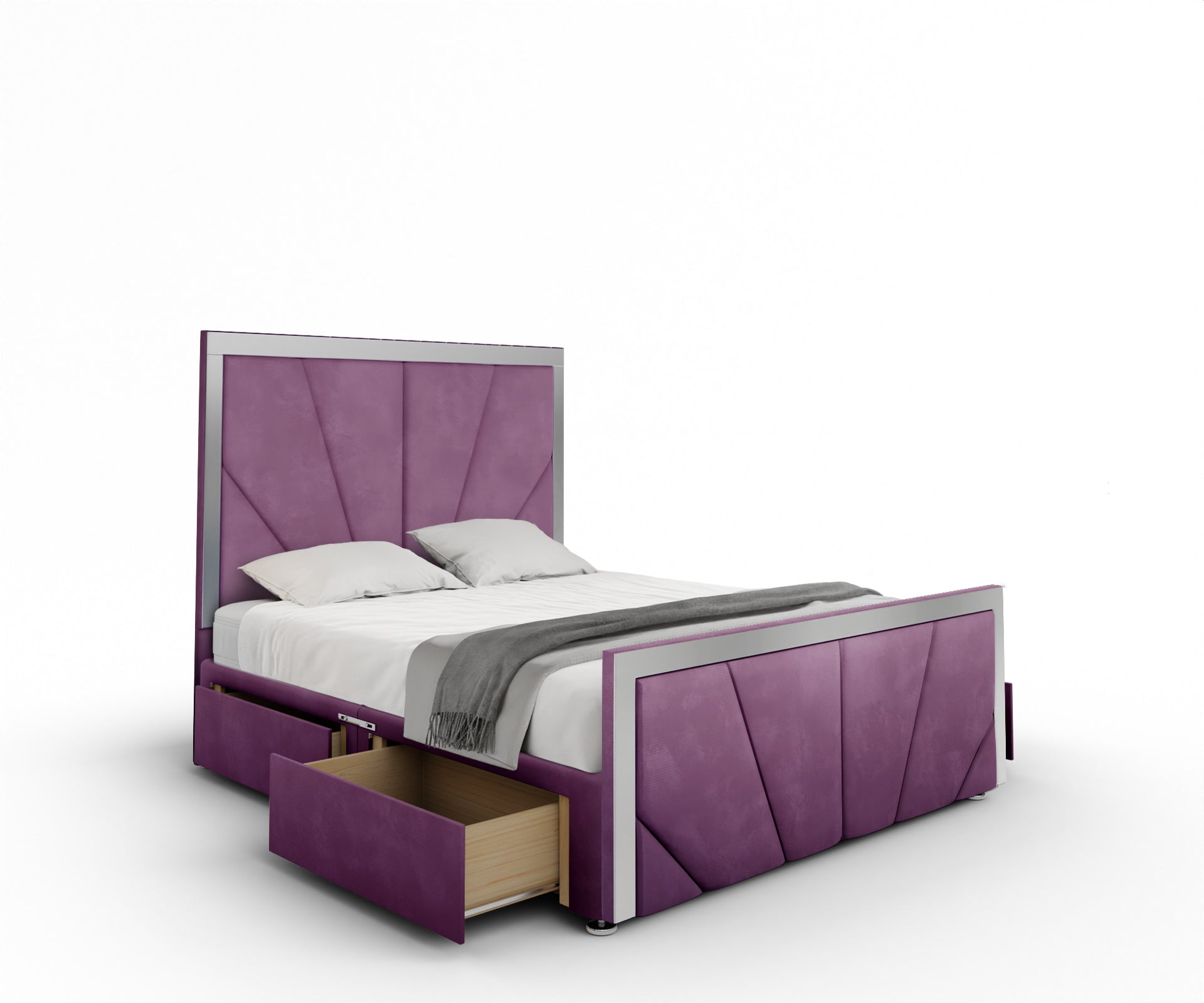 Chelsea Horizon Mirrored Divan Bed Set With Footboard