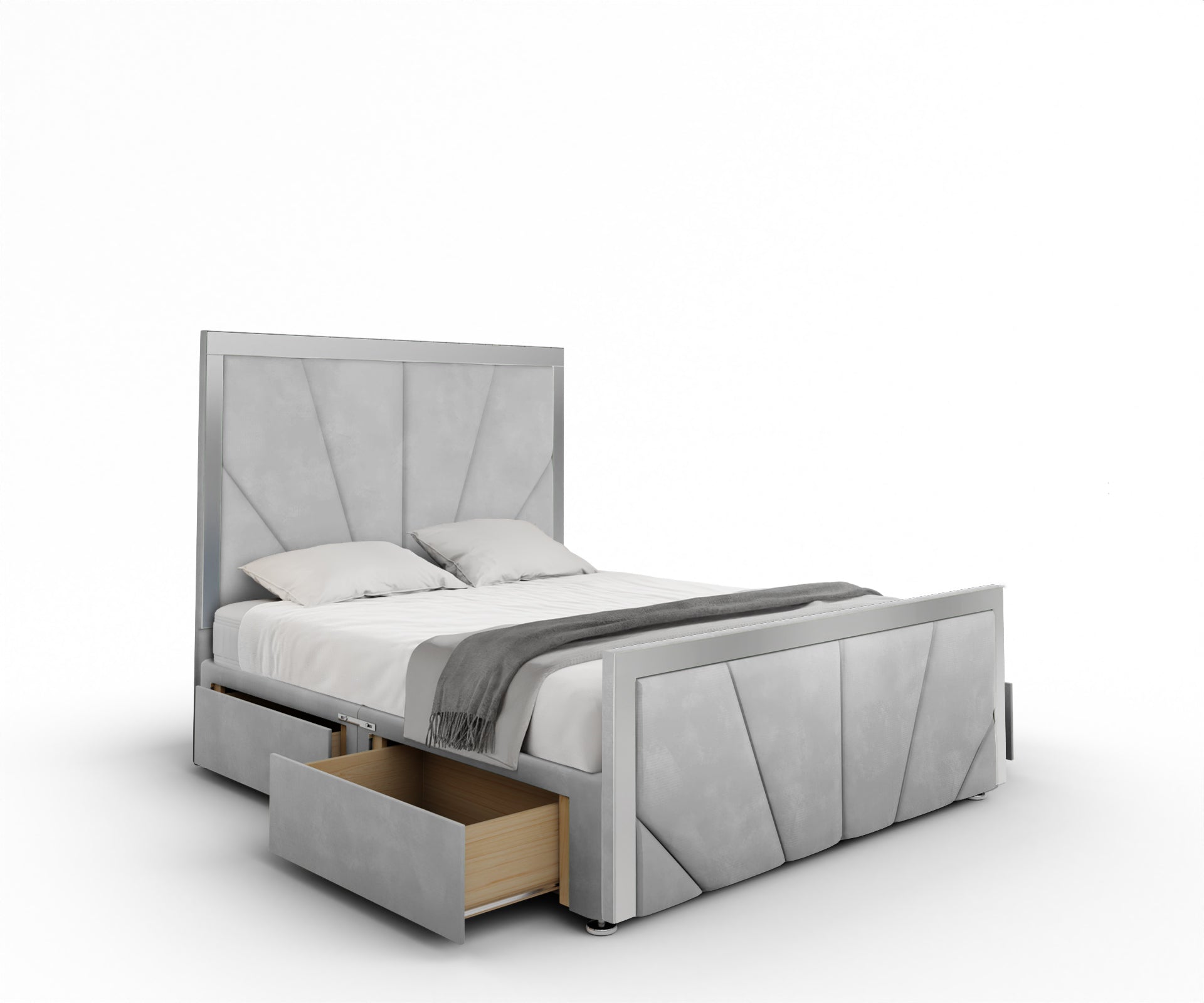 Chelsea Horizon Mirrored Divan Bed Set With Footboard