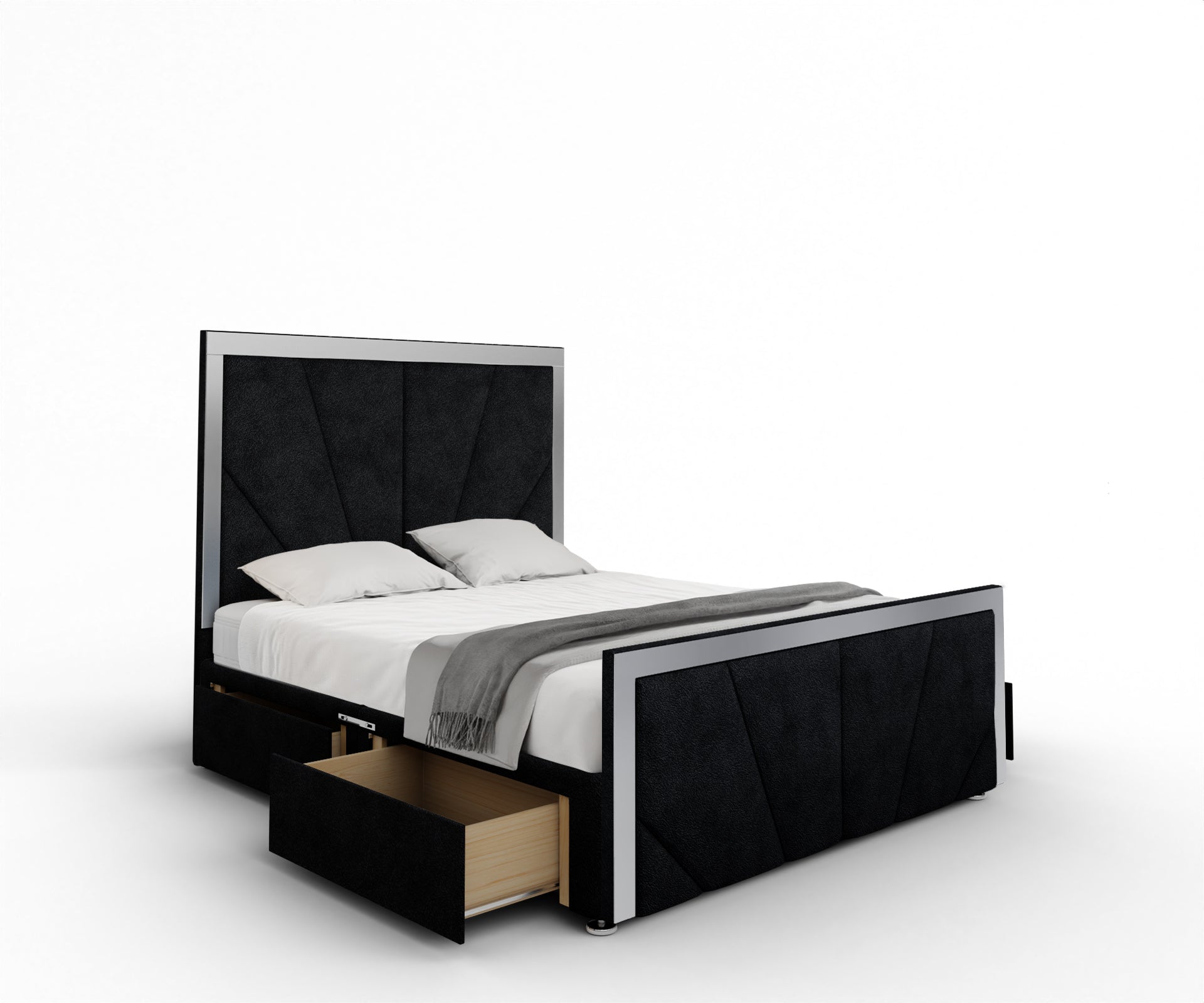 Chelsea Horizon Mirrored Divan Bed Set With Footboard