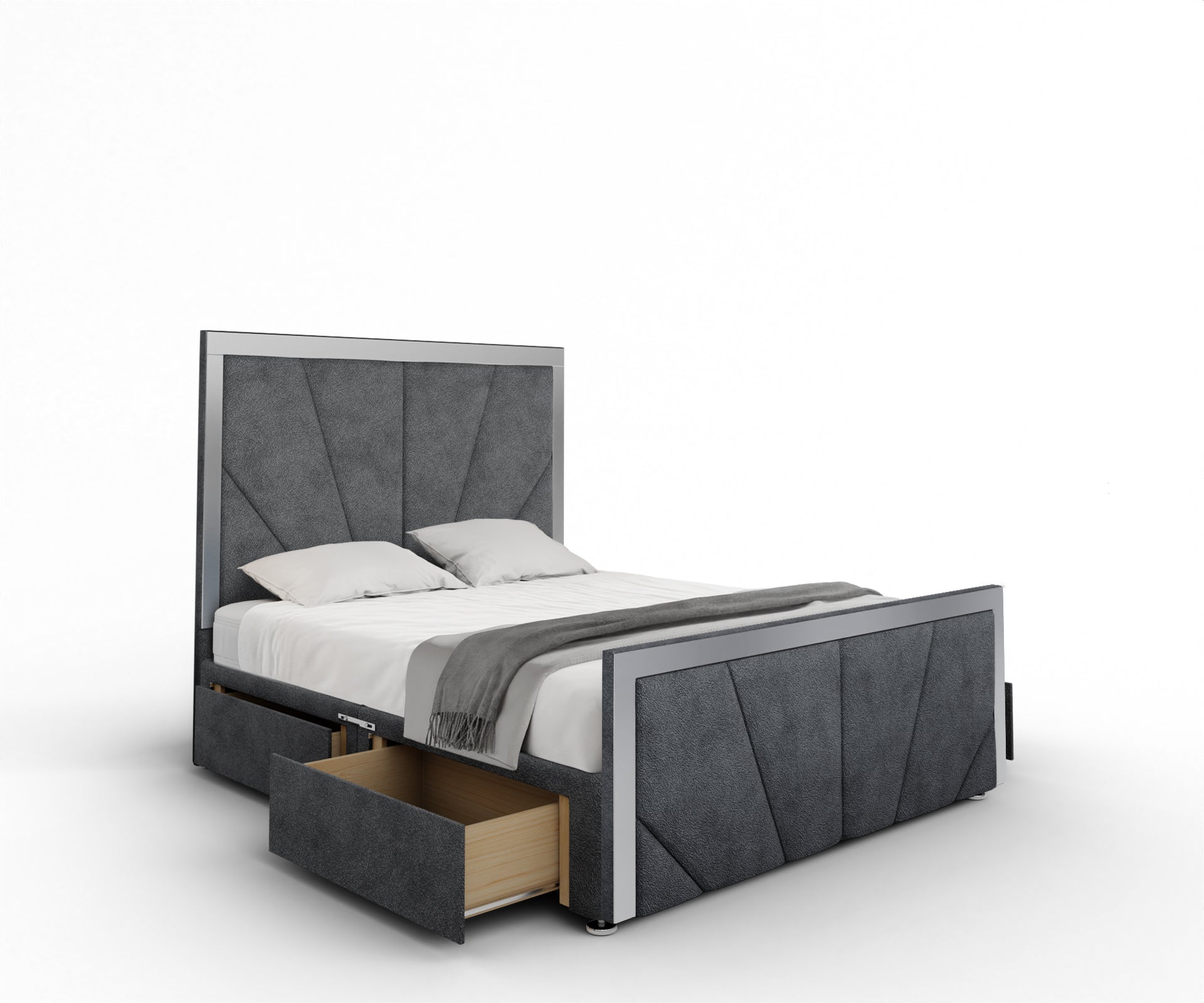 Chelsea Horizon Mirrored Divan Bed Set With Footboard