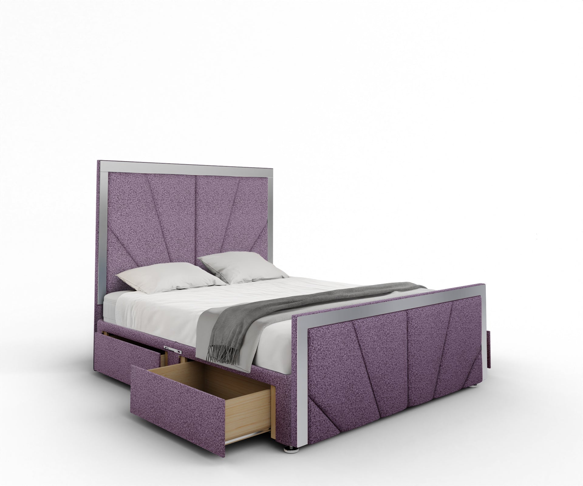 Chelsea Horizon Mirrored Divan Bed Set With Footboard