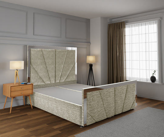 Chelsea Horizon Mirrored Ottoman Storage Divan Bed Base And Headboard With Footboard