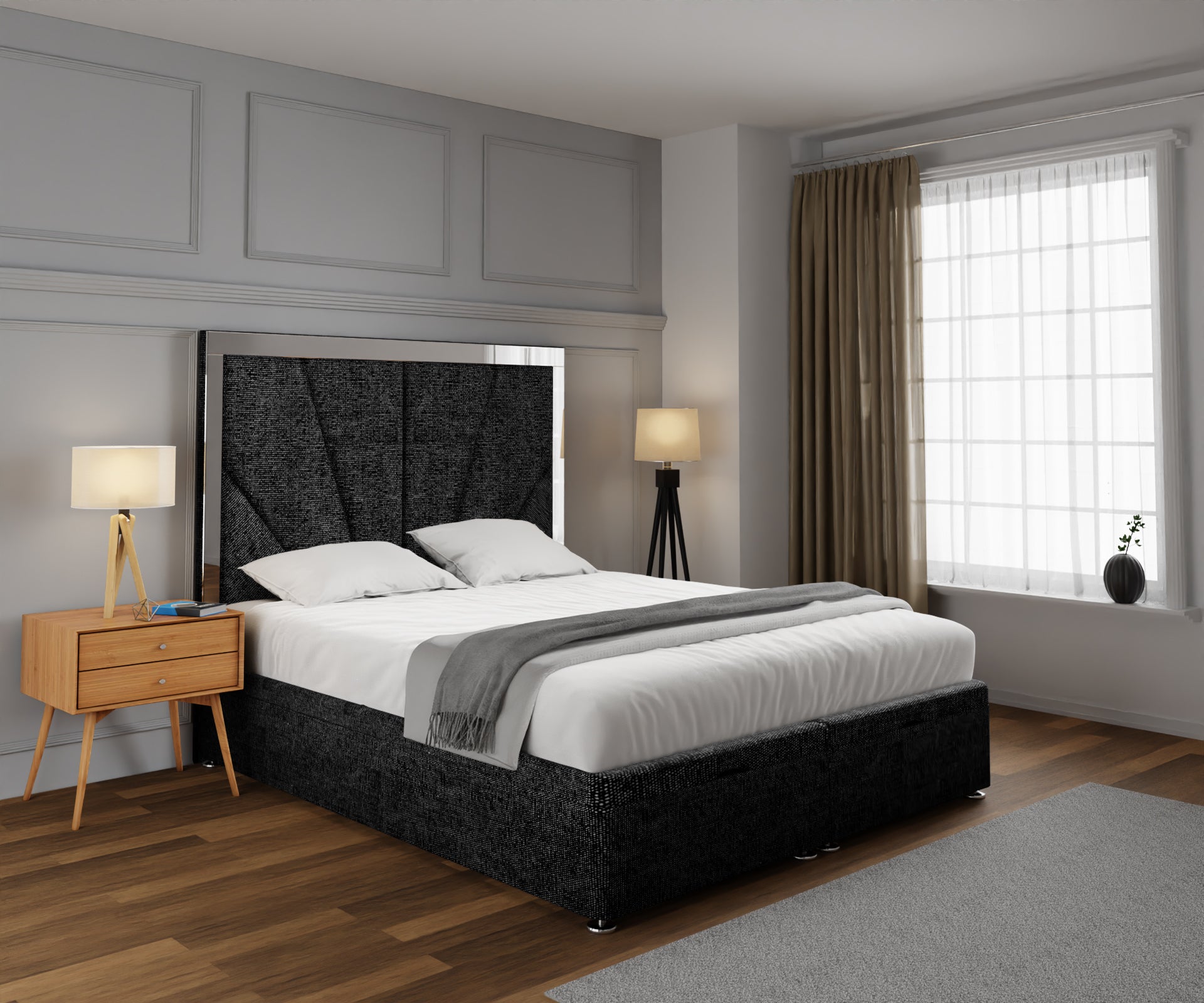 Chelsea Horizon Mirrored Ottoman Storage Divan Bed Set