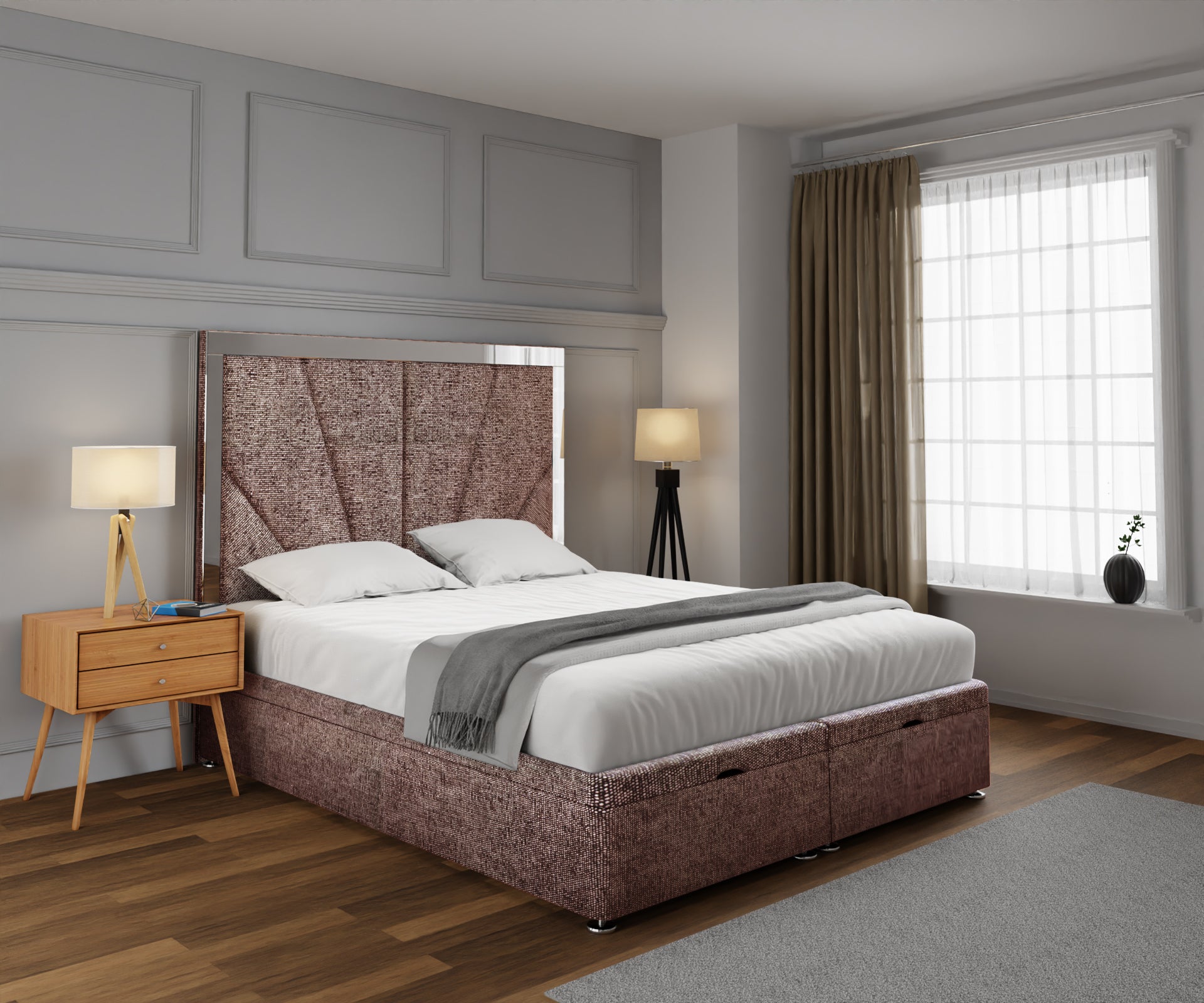 Chelsea Horizon Mirrored Ottoman Storage Divan Bed Set