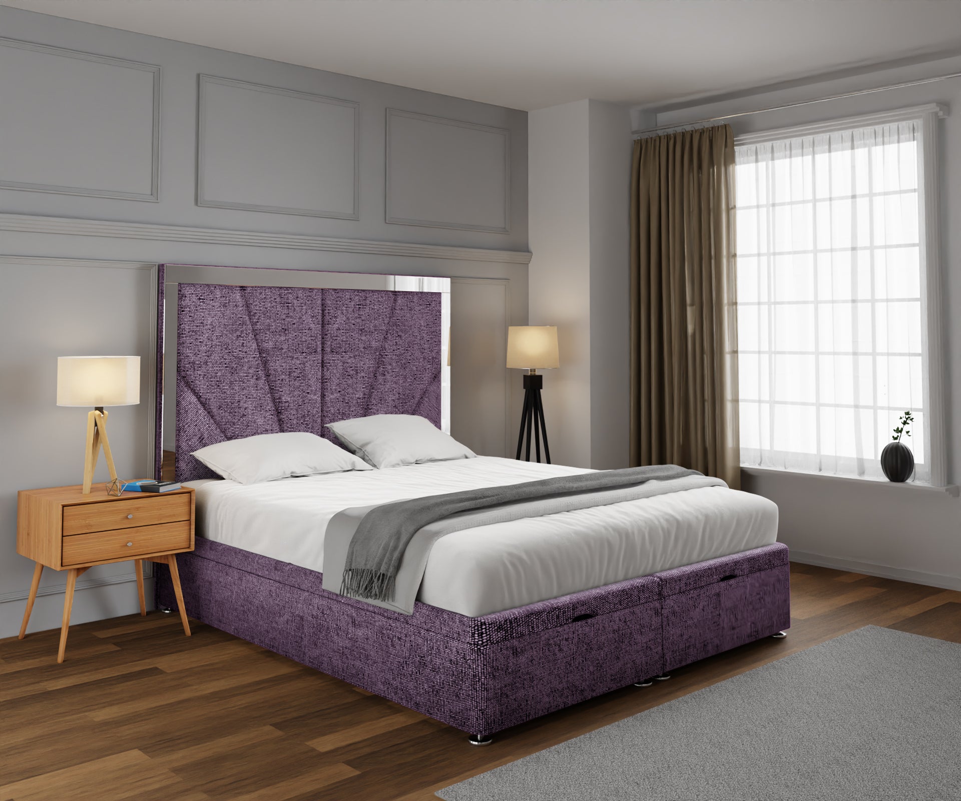 Chelsea Horizon Mirrored Ottoman Storage Divan Bed Set
